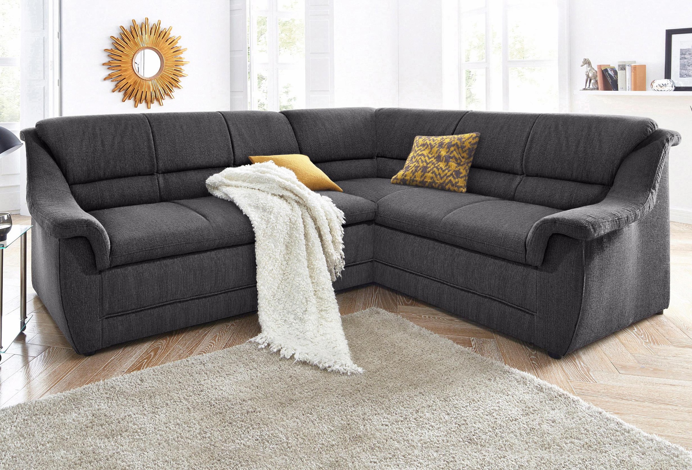 DOMO collection Ecksofa »Lale zeitlose Formensprache, komfortabel, L-Form«, mit langem Schenkel, wahlweise mit Bettfunktion