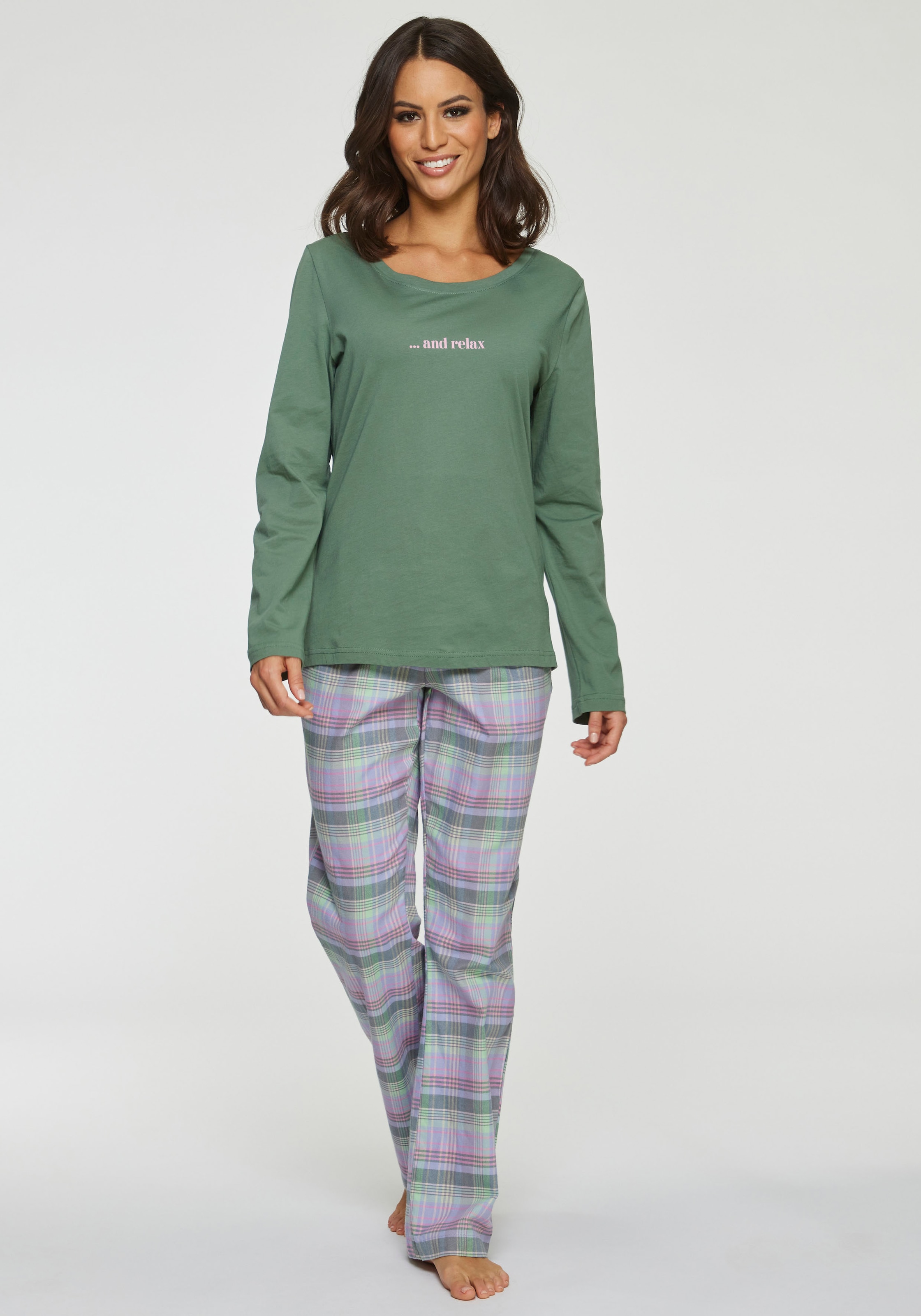 Vivance Dreams by Lascana Pyjama Set, 2 tlg. aus kuschelig weichem Flanell