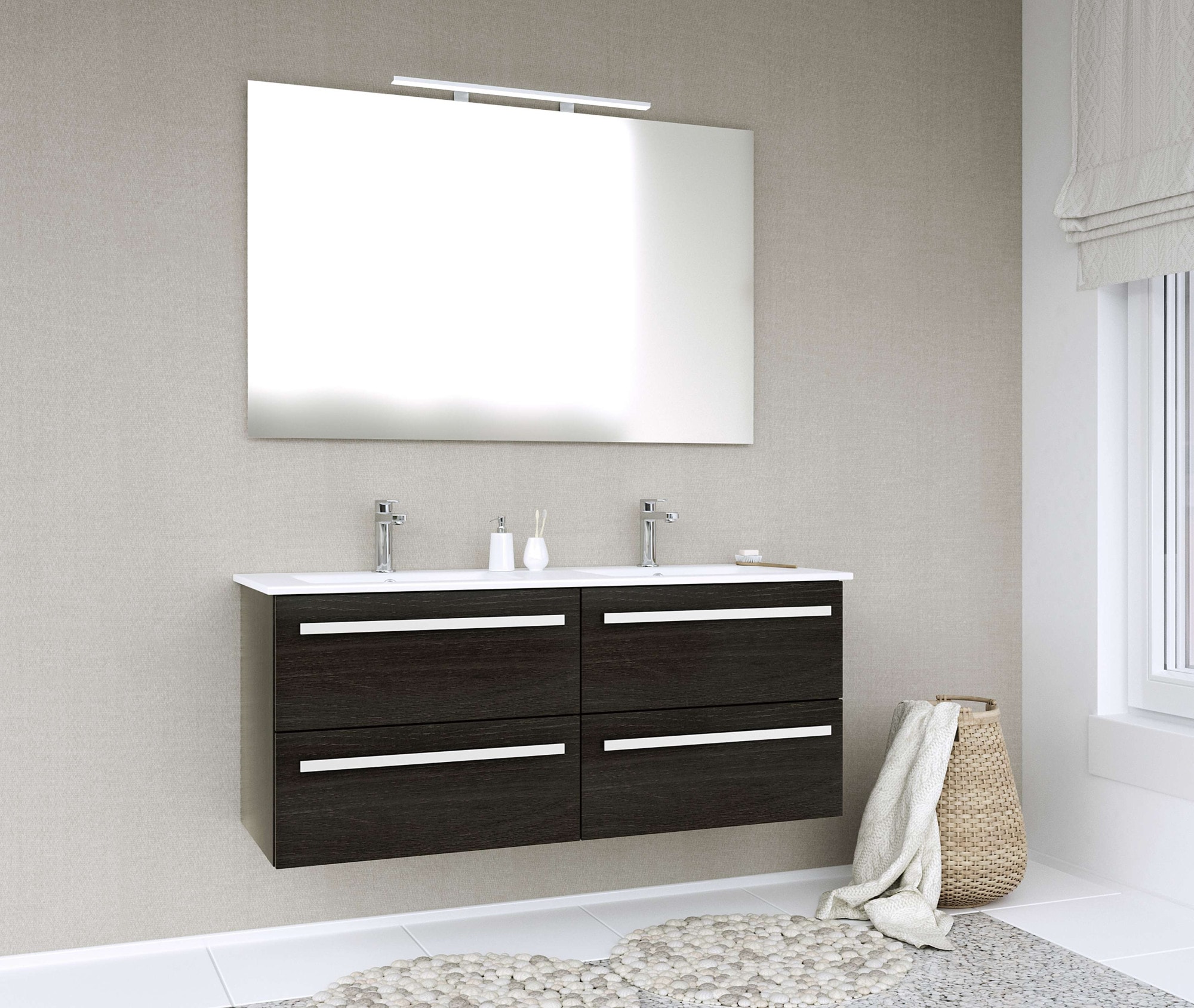 welltime Doppelwaschbecken "Serena, Waschbeckenunterschrank inkl. Waschbeck günstig online kaufen