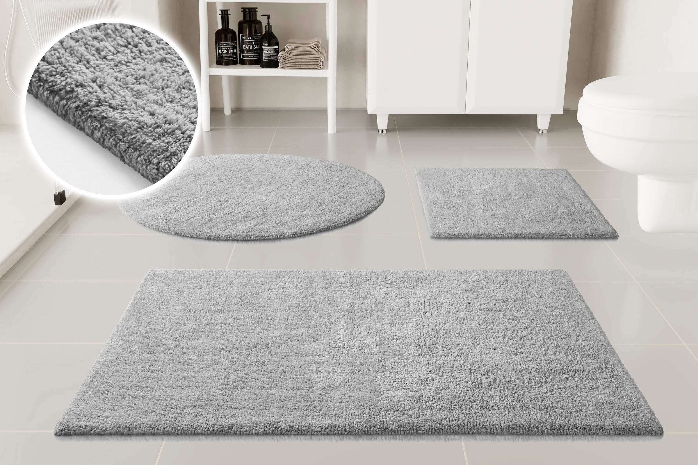 OTTO home Badematte "Selenne, uni, viele Farben, Badvorleger, Badezimmer Teppich" Höhe 20 mm rutschhemmend beschichtet fußbodenheizungsgeeignet Badteppich, getuftet, modern, Uni, antirutsch, flauschig, Baumwolle