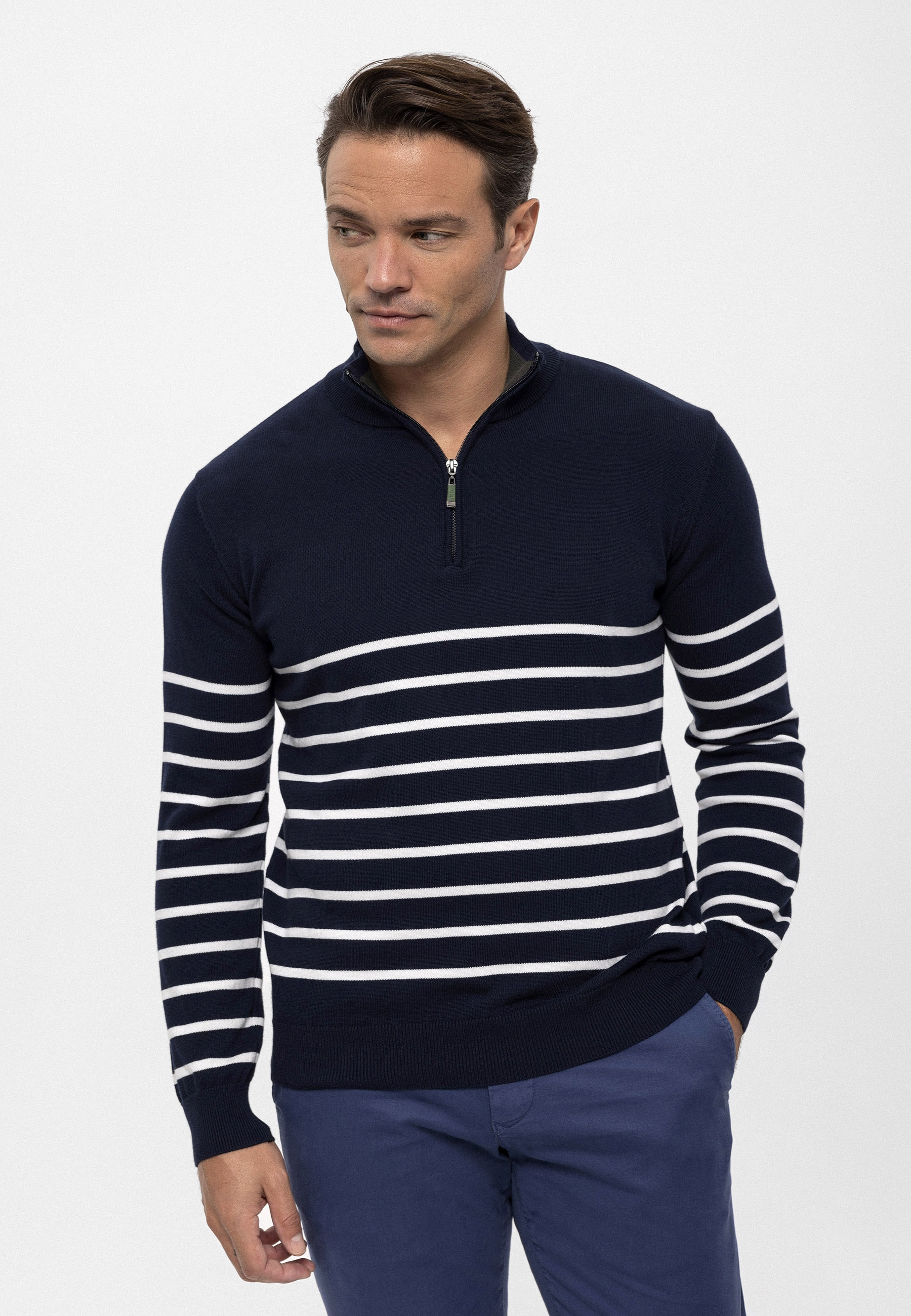 Felix Hardy "Gestreifter Pullover mit halbem Reißverschluss"