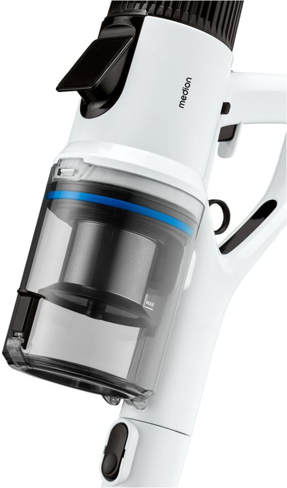 Medion® Akku-Stielstaubsauger »P400 W+ (MD 11860), elektrischer Wischaufsatz, 26 kPa Saugleistung«, LED-Touch-Display, Staubsensor, Wechselakku, integriertes Zubehör