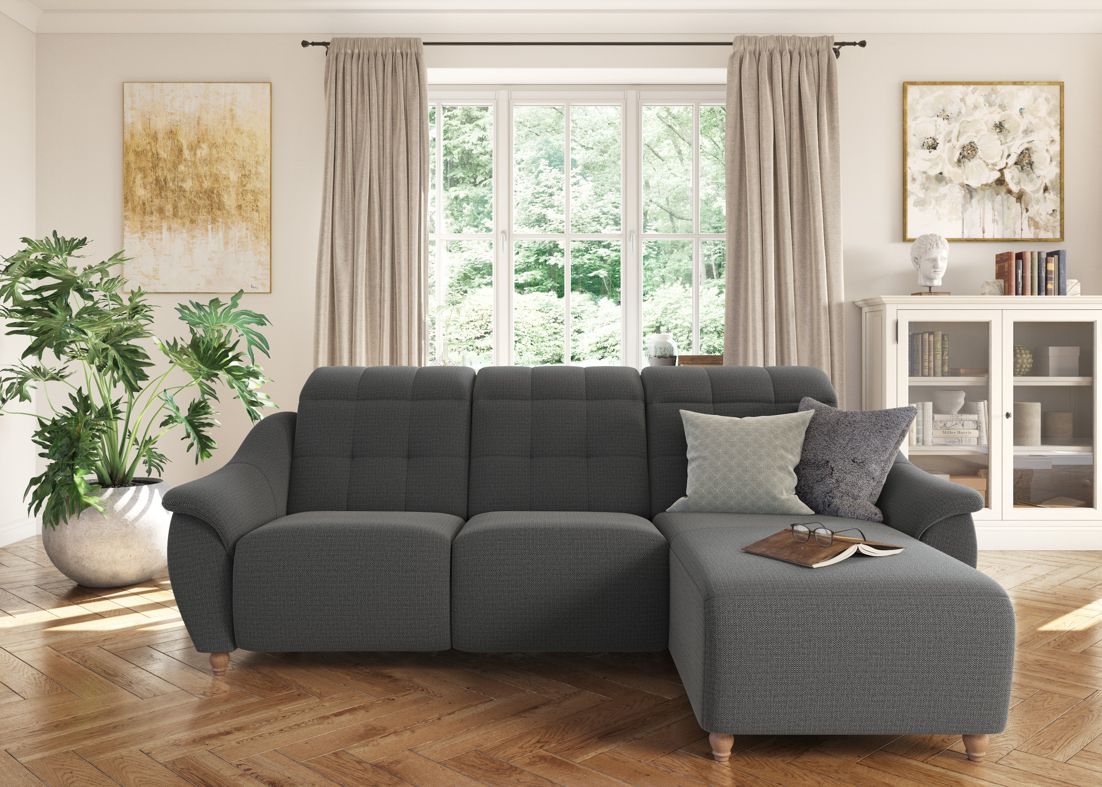 Home affaire Ecksofa "Boston L-Form" Kopfteilverstellung an jeder Sitzfläche, wahlweise Relaxfunktion