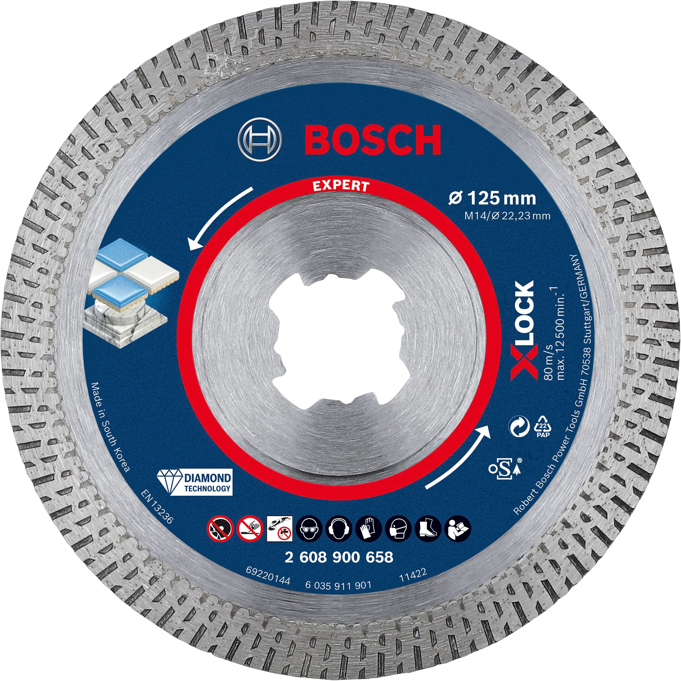 Bosch Professional Diamanttrennscheibe »Expert HardCeramic X-LOCK«, 22.23 x 1.4 x 10 mm