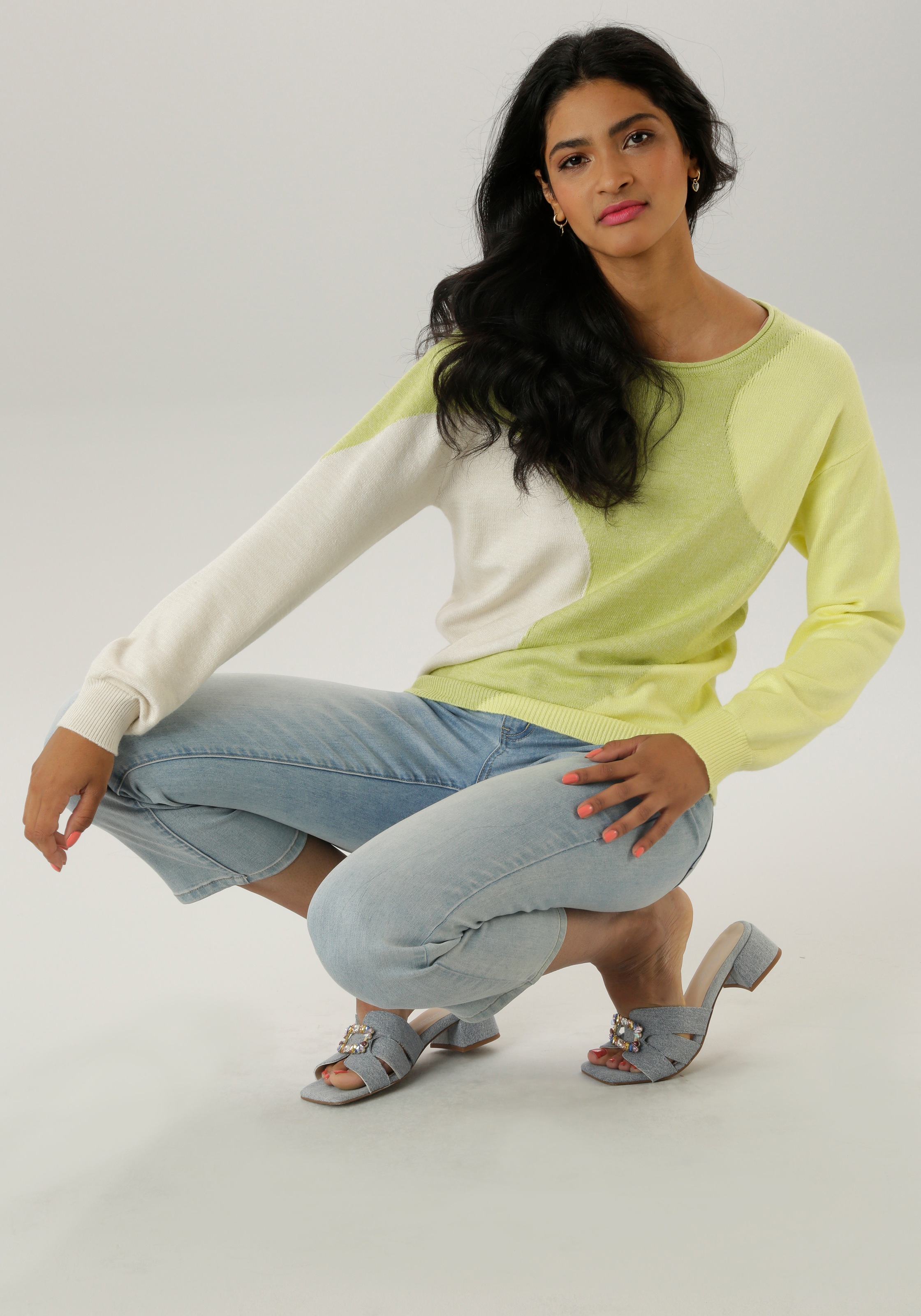 Aniston SELECTED Strickpullover, mit Rollkante am Rundhalsausschnitt - NEUE KOLLEKTION