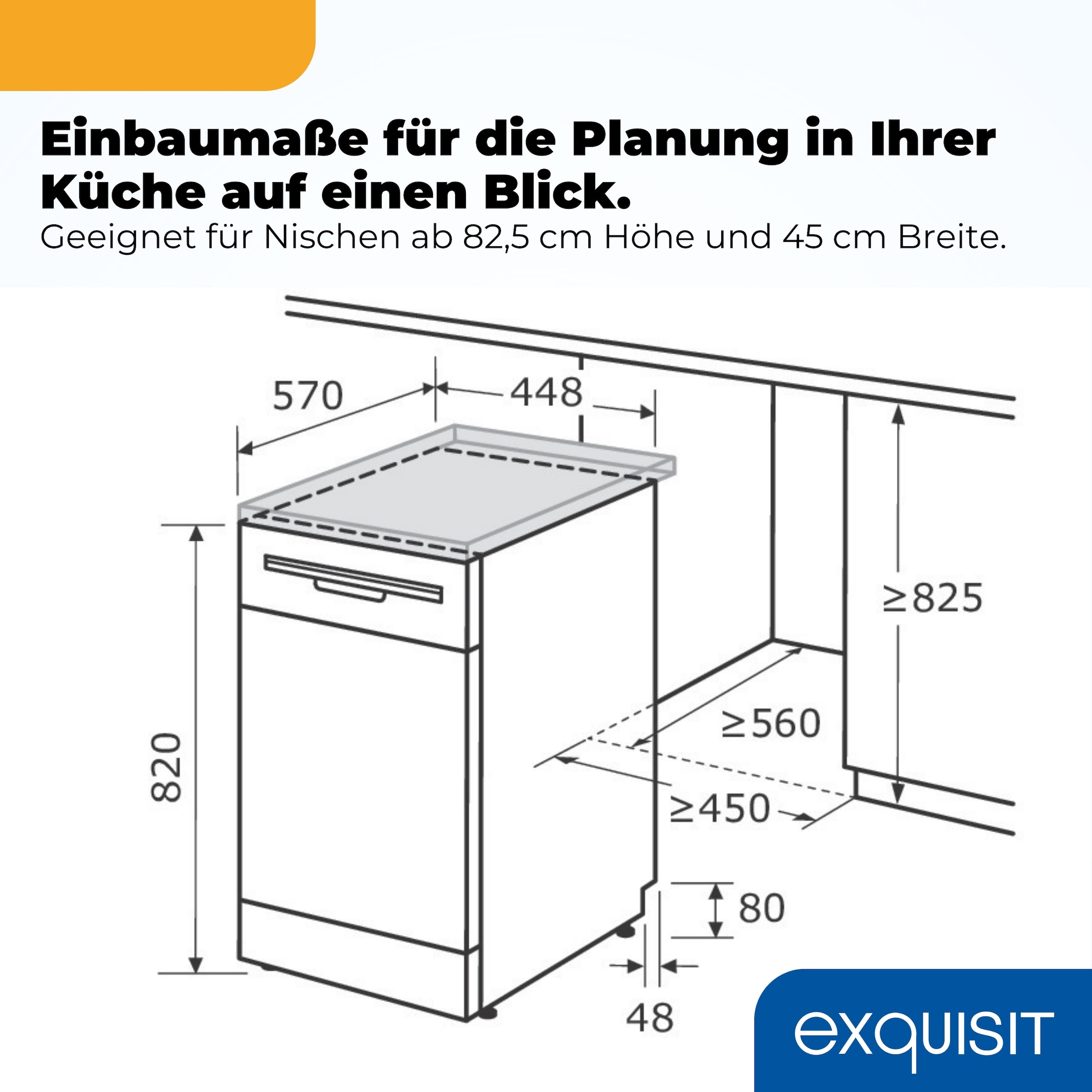 exquisit Standgeschirrspüler 9109 »GSP9109-451D silber« 10 l 9 tlg. Maßgedecke 9 Maßgedecke, 4 Programme, LED, Besteckkorb