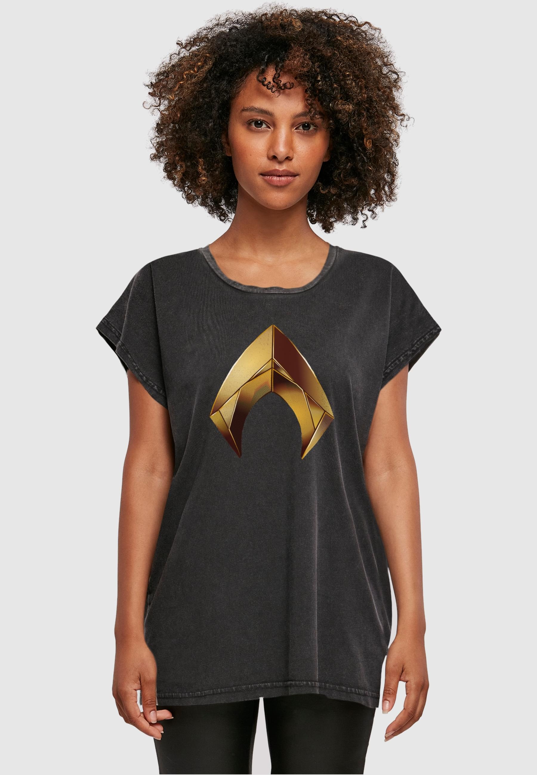 ABSOLUTE CULT T-Shirt »ABSOLUTE CULT Damen Ladies Aquaman - Emblem Acid Washed T-Shirt«, (1 tlg.)