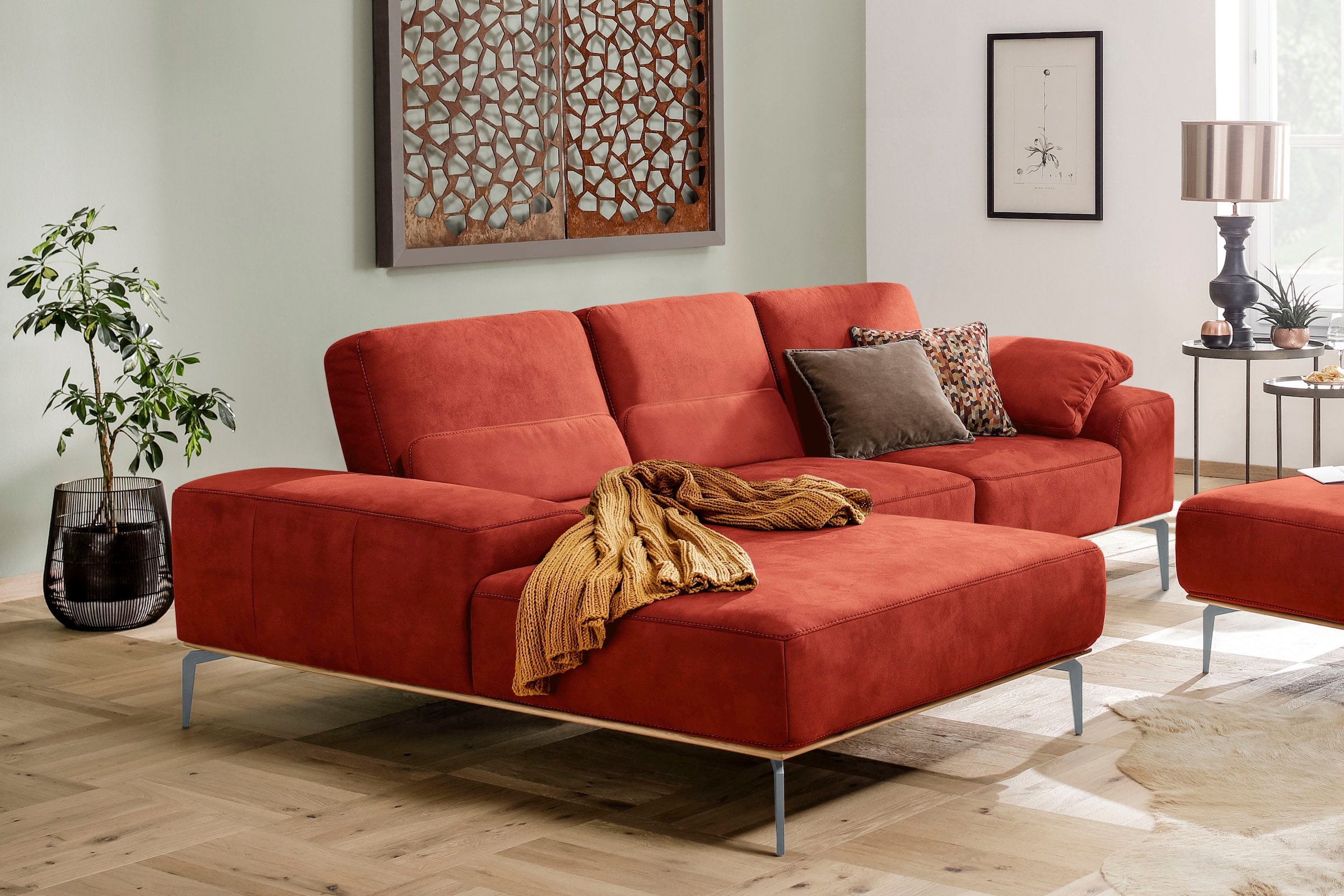 W.SCHILLIG Ecksofa "run", mit elegantem Holzsockel, Füße in Silber matt, Br günstig online kaufen