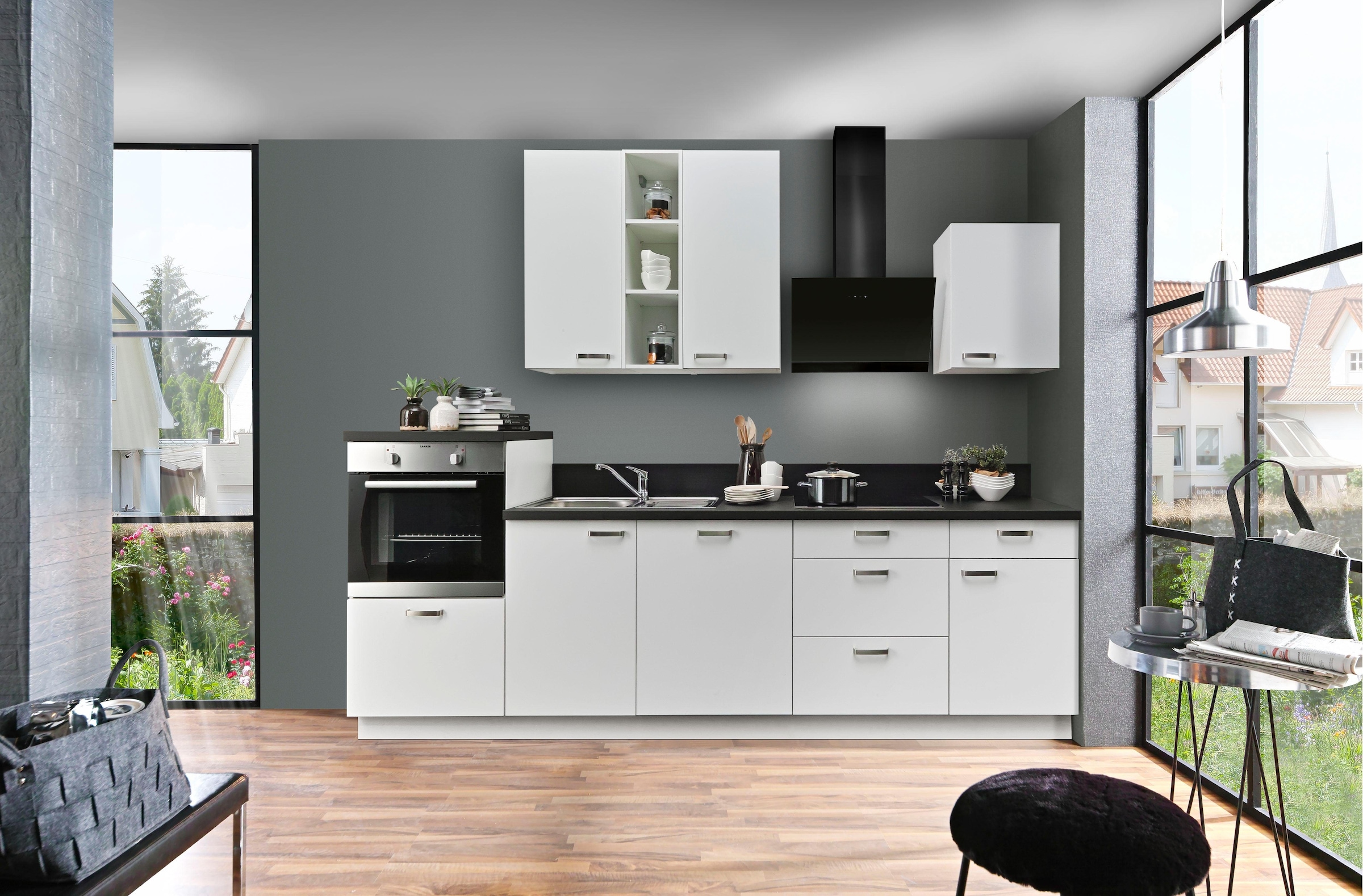 Küchenzeile »Bari«, mit Soft-Close-Funktion und Vollauszügen, vormontiert, Breite 280 cm