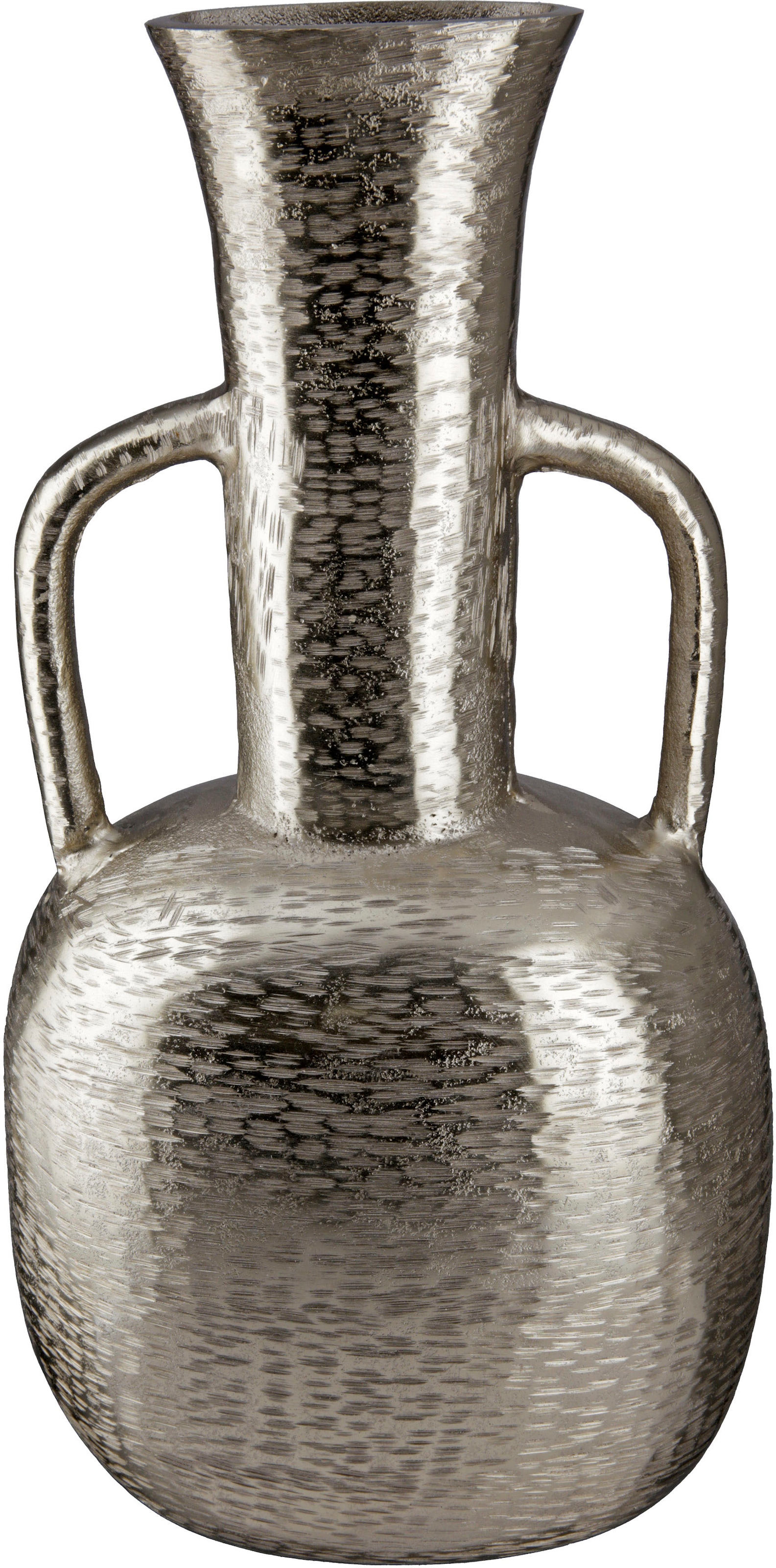 GILDE Tischvase »Lola, in Krugform, Dekovase«, (1 St.), Vase aus Aluminium, mit geritzter Oberflächenstruktur, Höhe ca. 46 cm