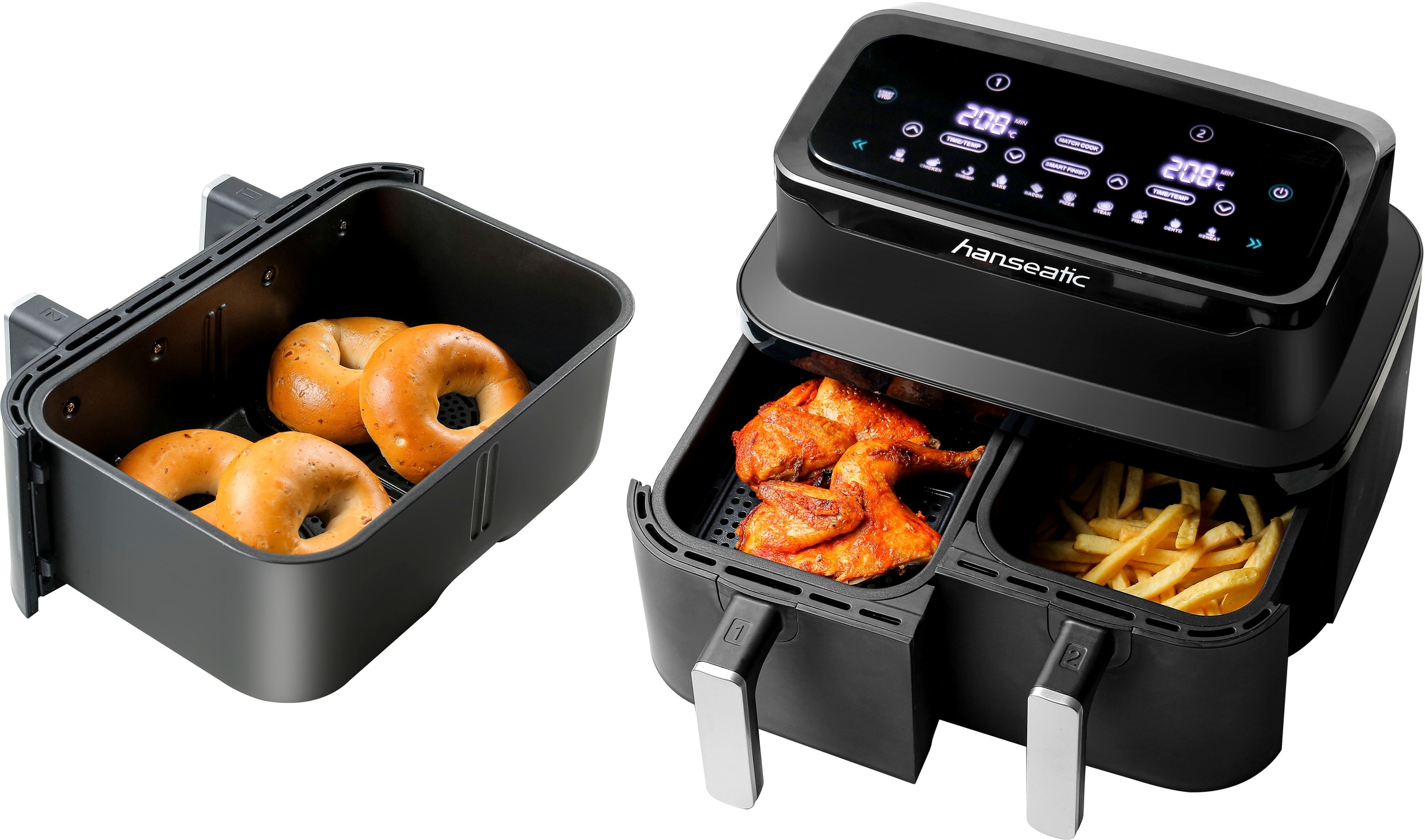 Hanseatic Heißluftfritteuse "HAF212600D 39156050 2in1" 2600 W XXL-Volumen 9 günstig online kaufen