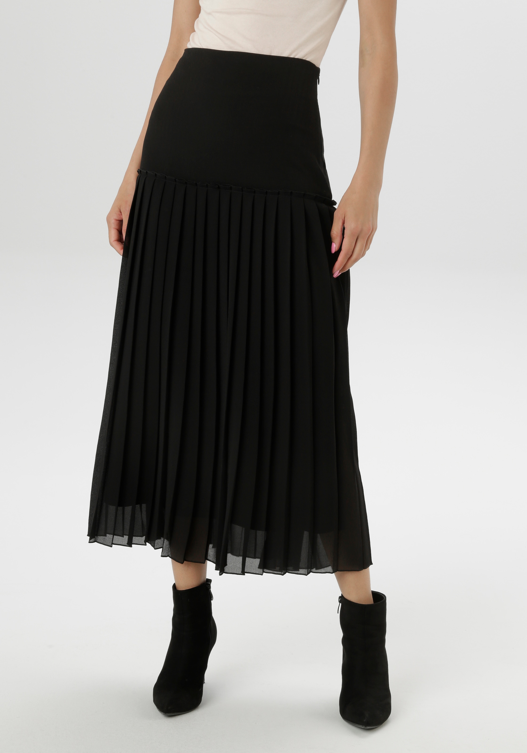 Aniston SELECTED Plisseerock, aus edlem Chiffon - NEUE KOLLEKTION günstig online kaufen