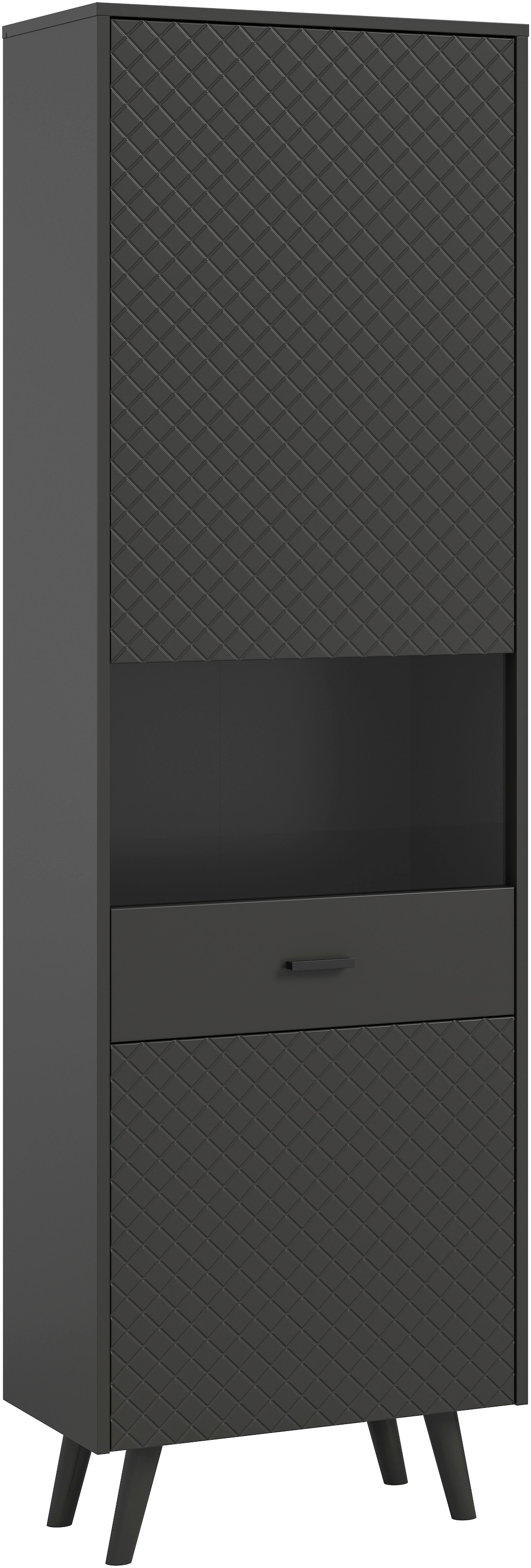 Home affaire Vitrine "RHOMBUS, hochwertige MDF-Front mit Karo-Optik" 1 Stk. tlg. Vitrine, Schrank, Wohnzimmer, Esszimmer