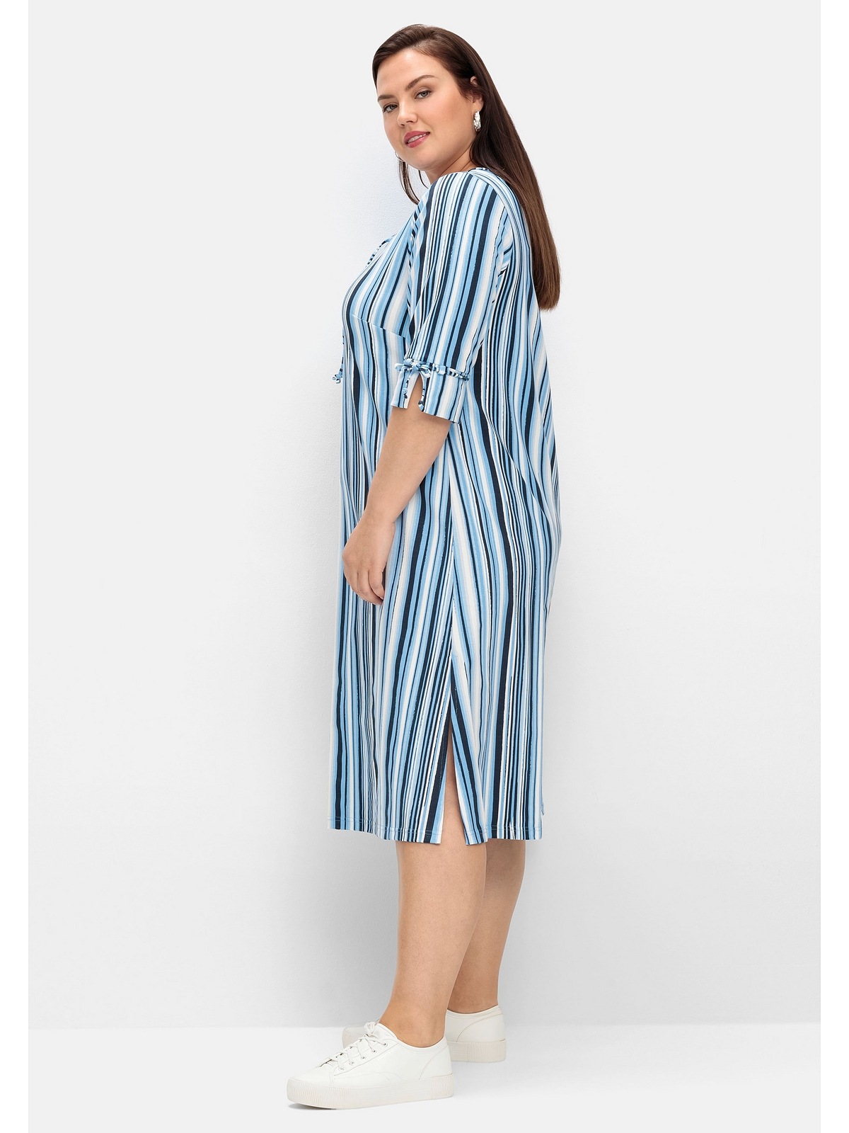 Sheego Jerseykleid »Große Größen«, mit Streifen, in leichter A-Linie