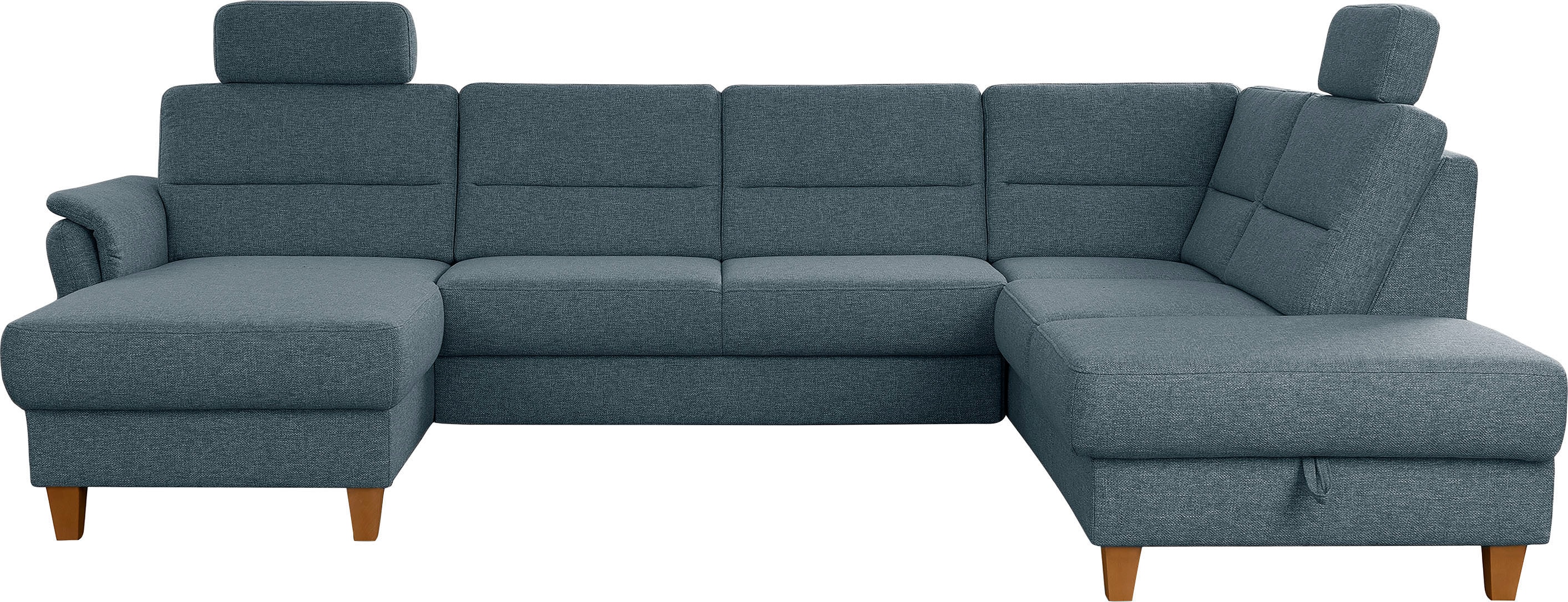 Home affaire Wohnlandschaft "Palmera U-Form, B: 308 cm, große Stoff + Leder Auswahl" optional Schlaffunktion & Bettkasten, Federkern, XXL-Wohnlandschaft
