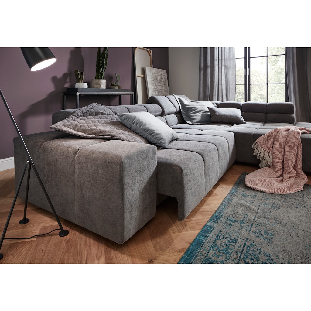 INOSIGN Ecksofa »Ancona incl. Kopfteilverstellung, Zierkissen Breite 319cm, L-Form«