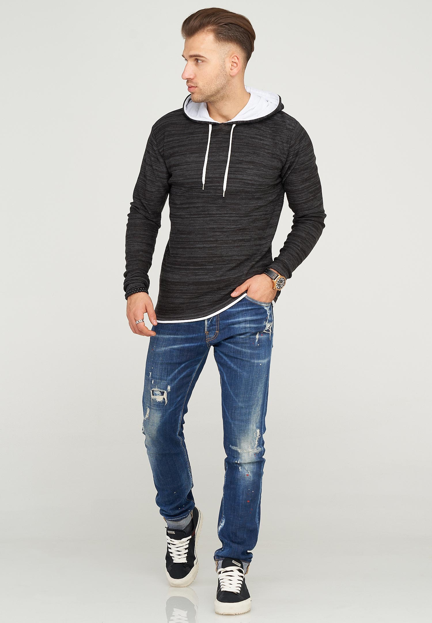 behype Kapuzensweatshirt »NATHANAEL«, in melierter Optik
