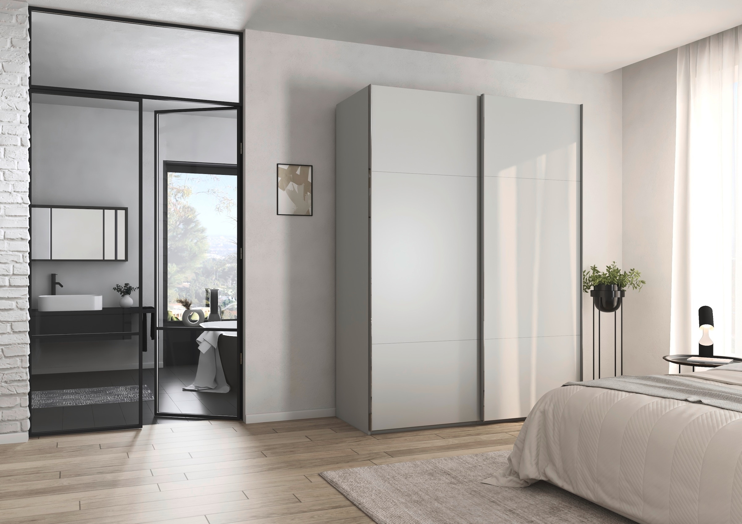 rauch Schwebetürenschrank »Kleiderschrank Schrank Garderobe Schlafzimmerschrank CONTIDO« in 3 verschiedenen Ausstattungen BASIC/CLASSIC/PREMIUM,  aus hochwertigem Material in 6 Breiten 2 Griff-Farben MADE IN GERMANY