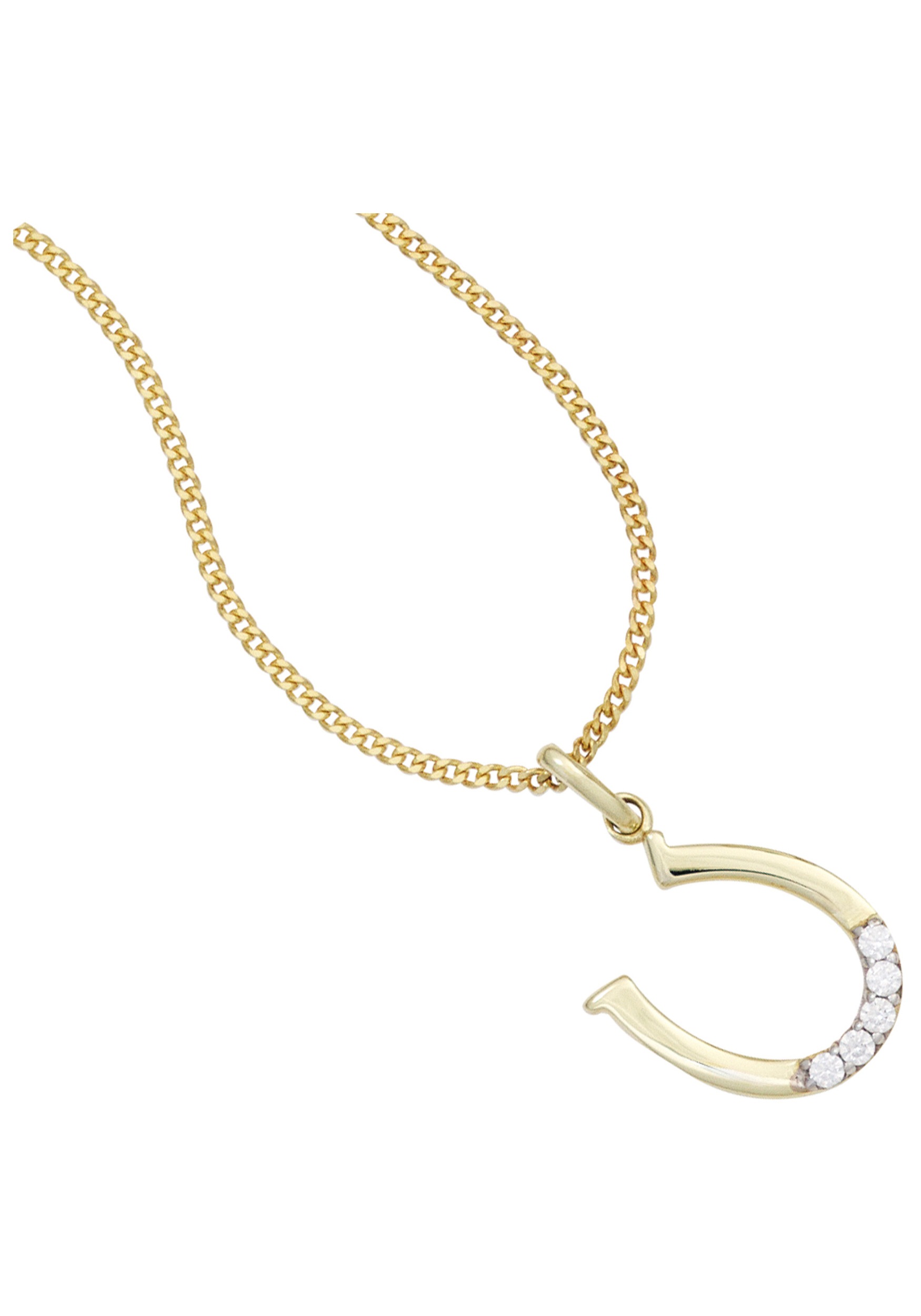 Kettenanhänger JOBO "Anhänger Hufeisen", gold (gelbgold 333), Schmuckanhänger, Damen, Gelbgold 333, Kettenanhänger, 333 Gold bicolor mit Zirkonia 2