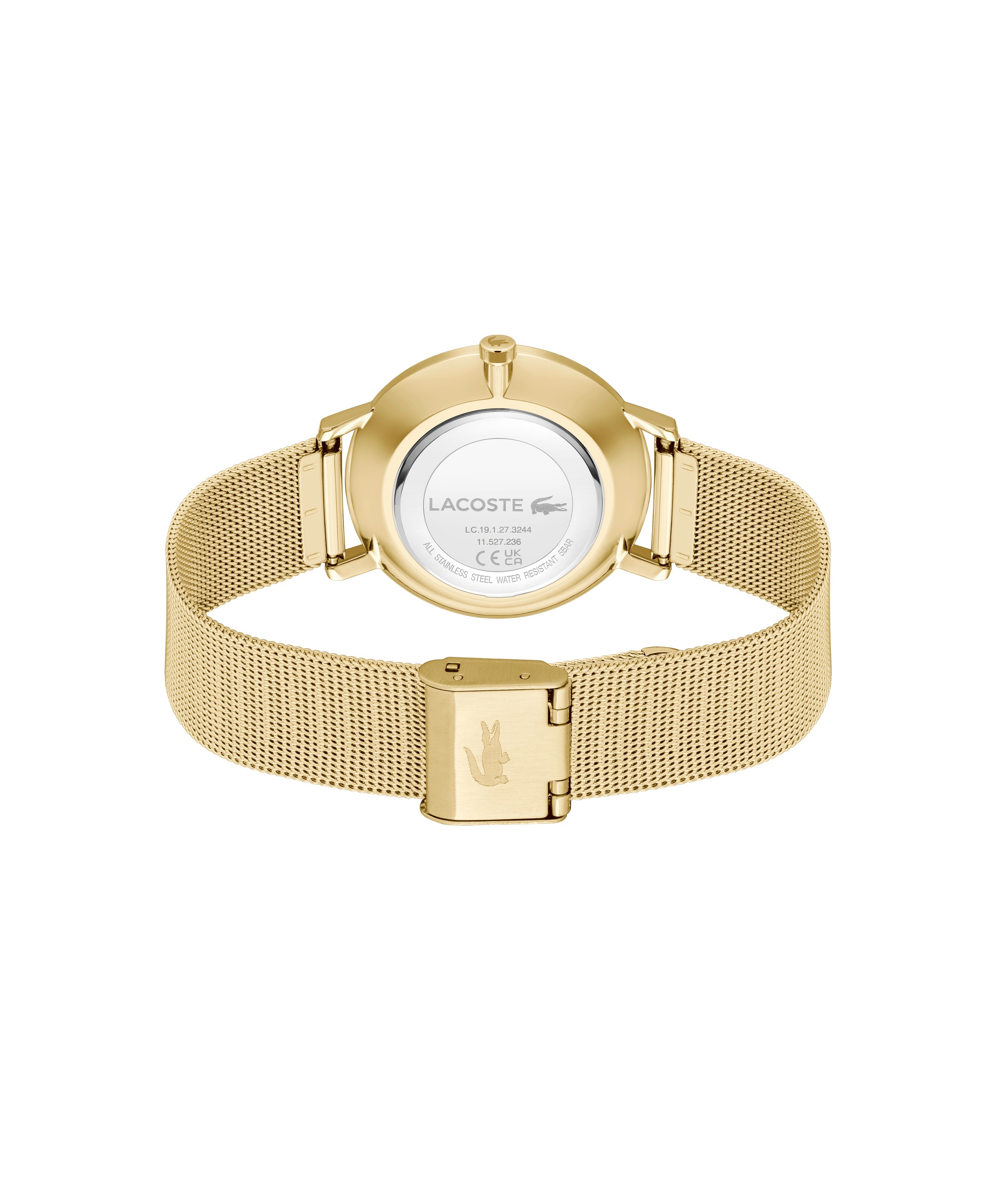Lacoste Quarzuhr »CROCORIGIN« Armbanduhr, Damenuhr, Edelstahlarmband, analog, Glassteine