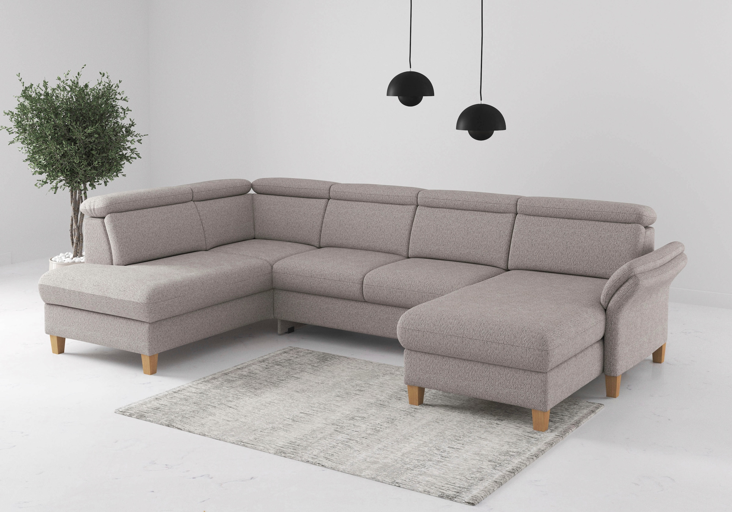Home affaire Wohnlandschaft "Glendale, U-Form" inkl. Kopfteilverstellung, w günstig online kaufen