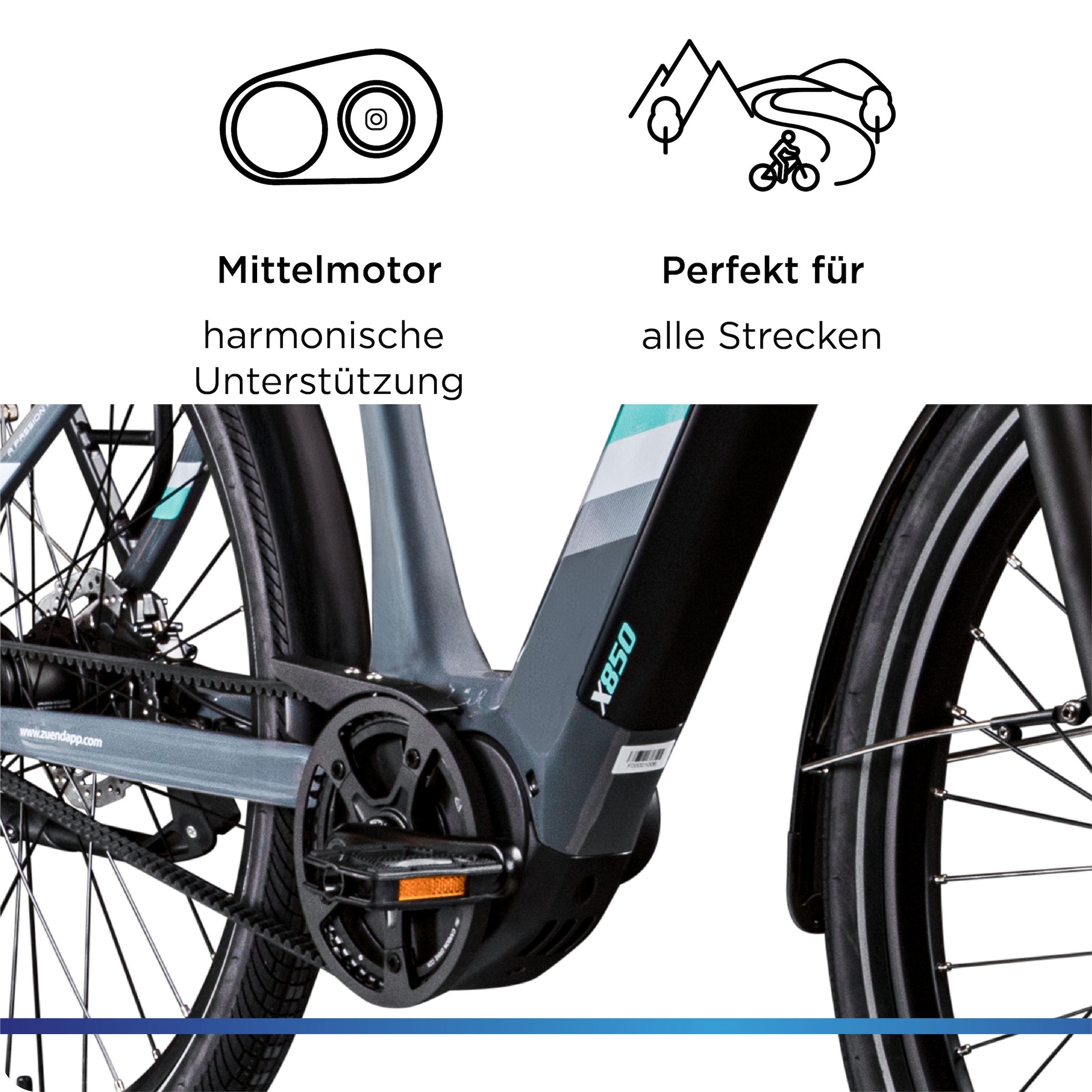 Zündapp »X850« 7 Gang Nabenschaltung Mittelmotor 250 W Pedelec, Elektrofahrrad für Damen und Herren