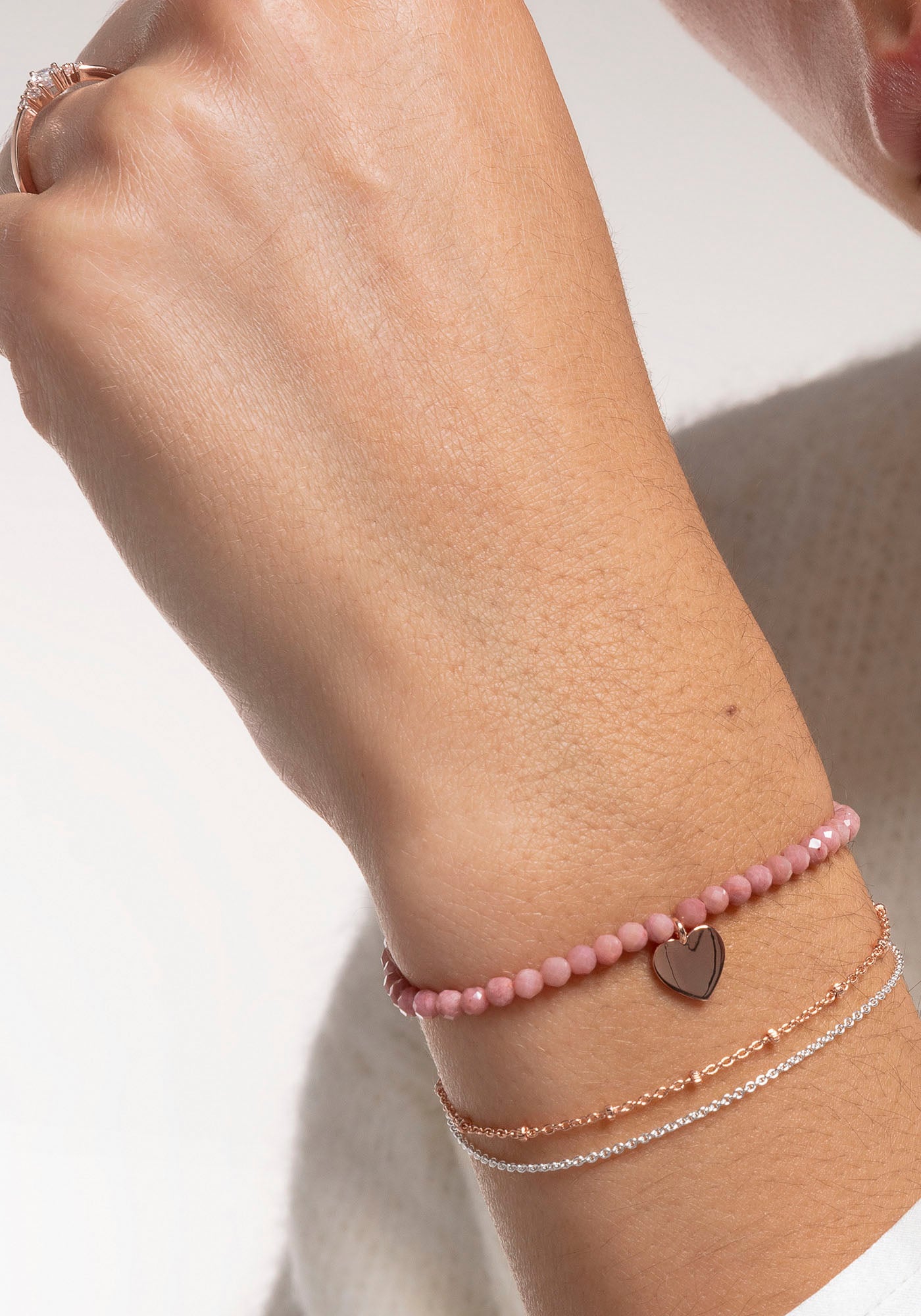THOMAS SABO Armband »rosa Perlen mit Herz, roségold, A1985-813-9-L20V, A1985-893-9-L20V«, mit Rosenquarz oder Jaspis