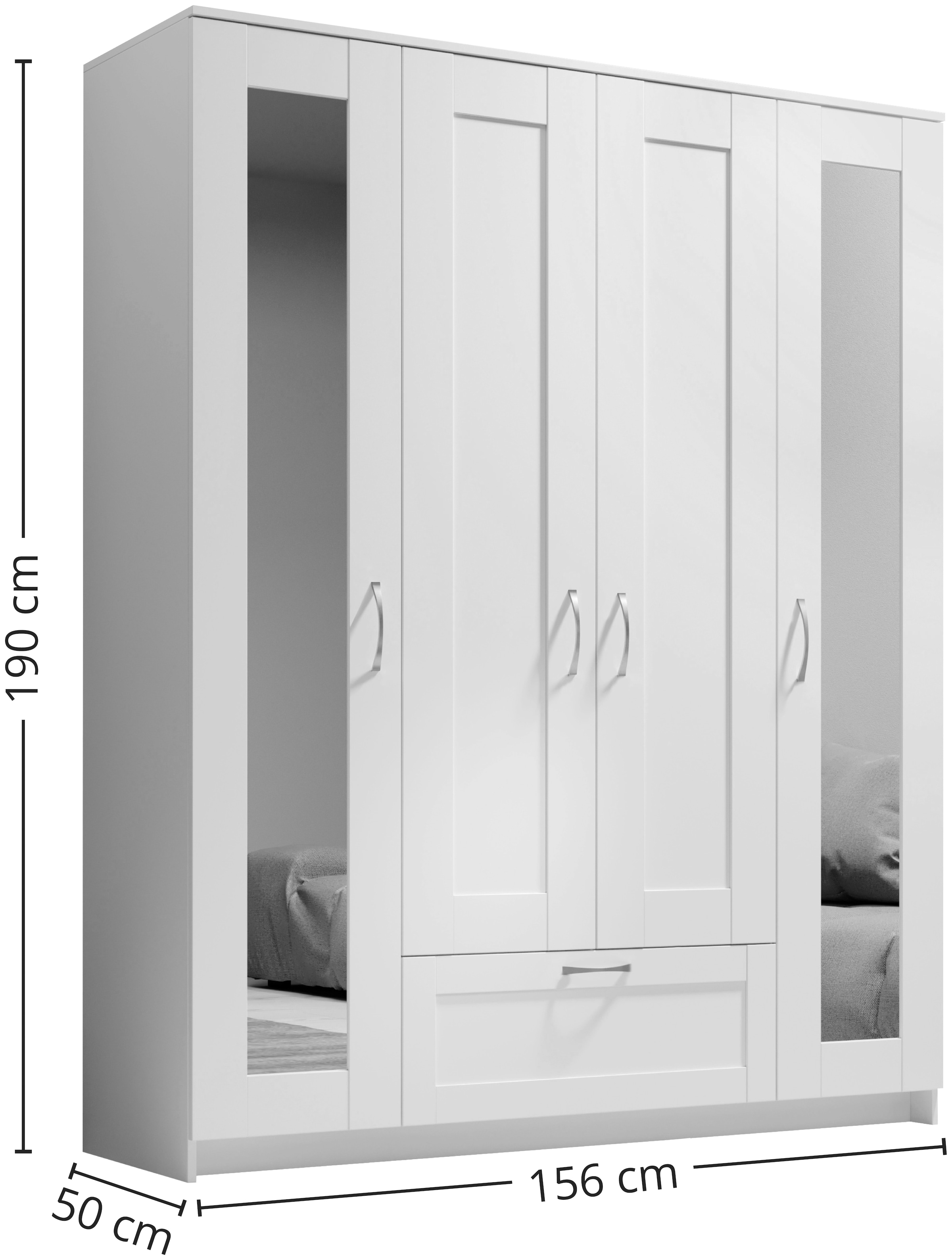 Schlafkontor Drehtürenschrank »Lepini, Kleiderschrank mit Spiegel und Schubkasten«, als 3- oder 4-türer erhältlich