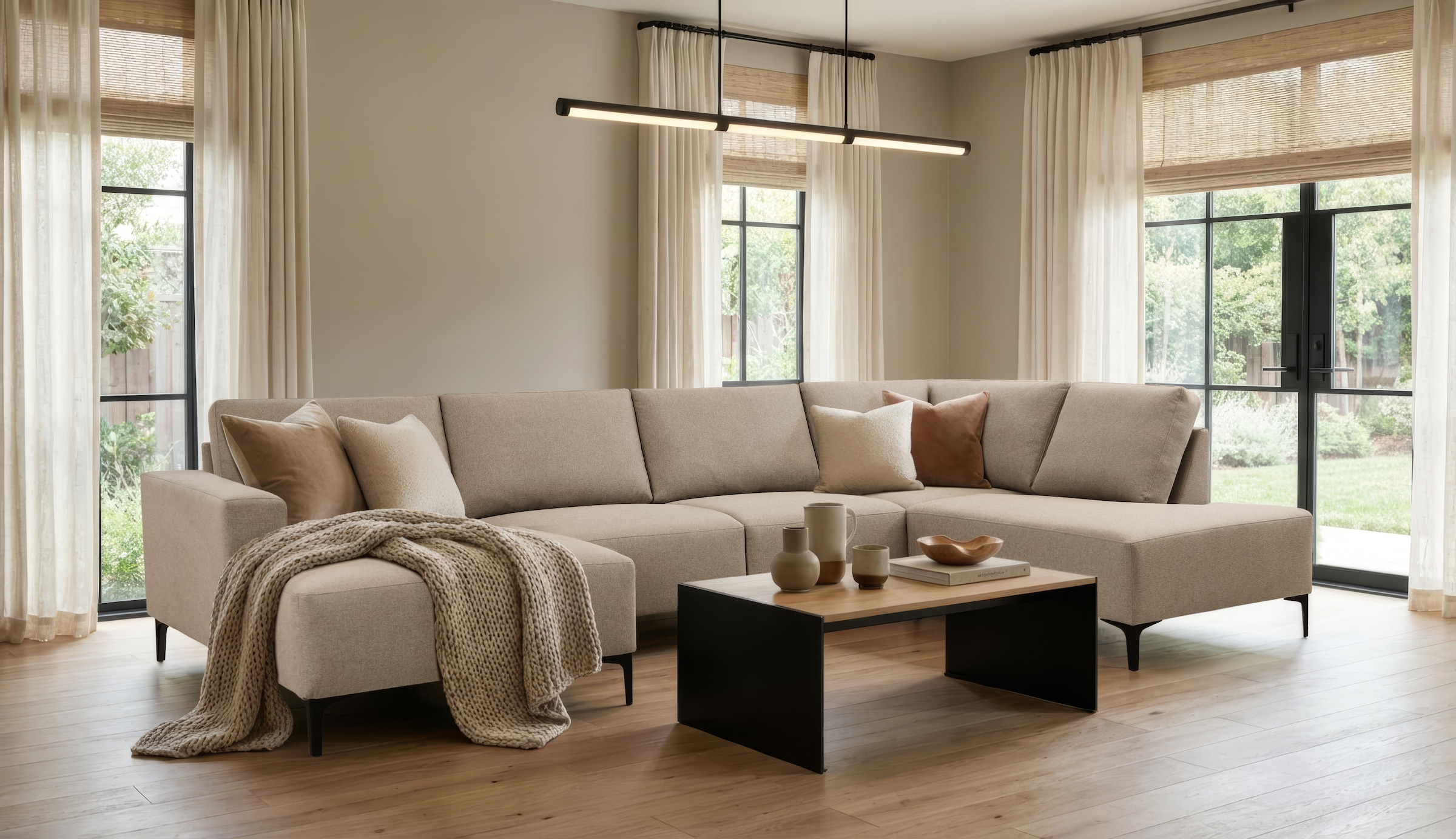 OTTO home Wohnlandschaft "Tournon U-Form, XXL Sofa, Breite 333 cm, Webstoff, Chenille" Designsofa im nordischen Stil, Wellenunterfederung, Metallfüße