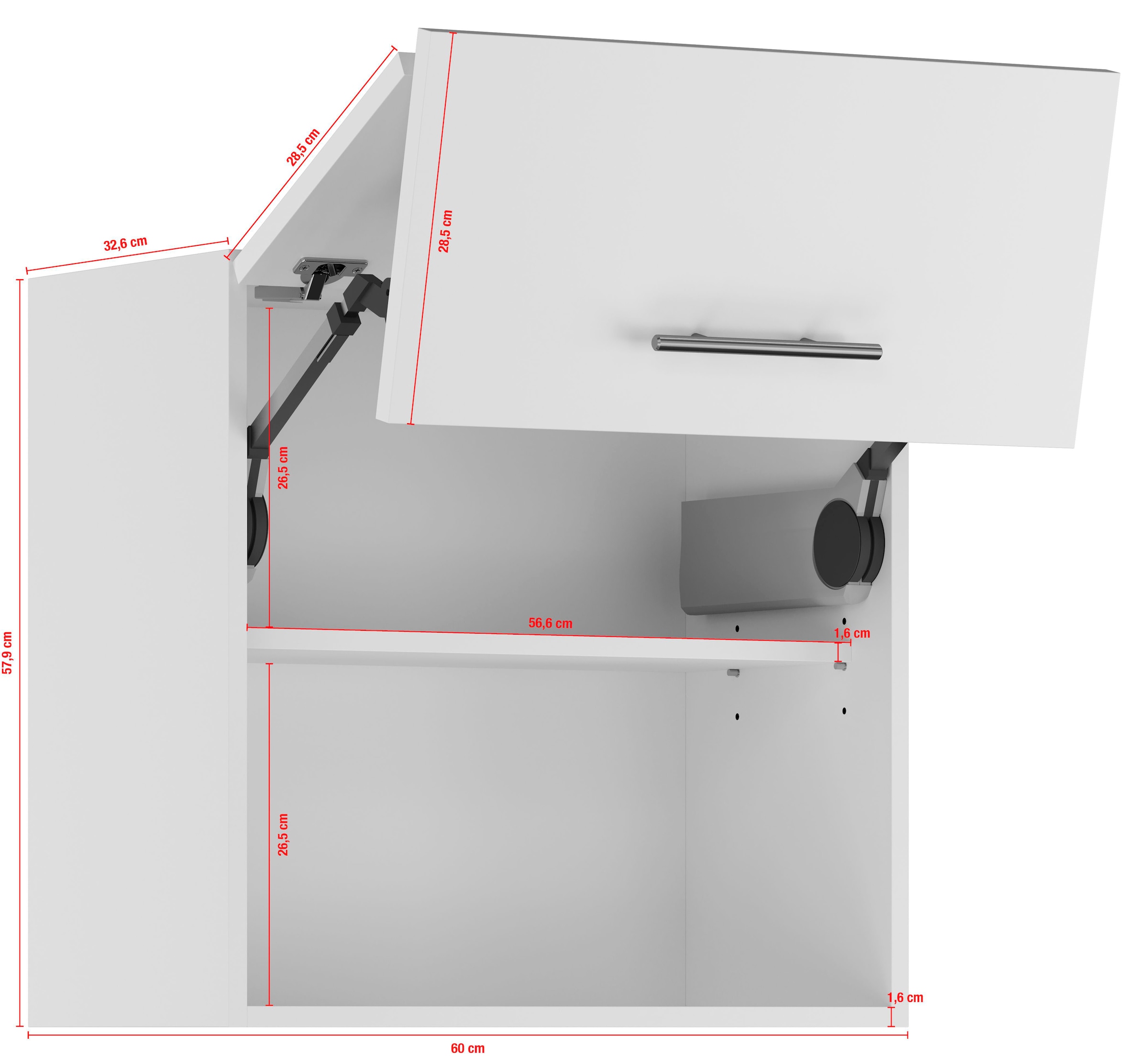 IMPULS KÜCHEN Faltlifthängeschrank »"Prag und Valencia", Breite/Höhe: 60/57,9 cm«, vormontiert, mit Soft-Close, mit Falt-Lifttür bestehend aus 2 Fronten