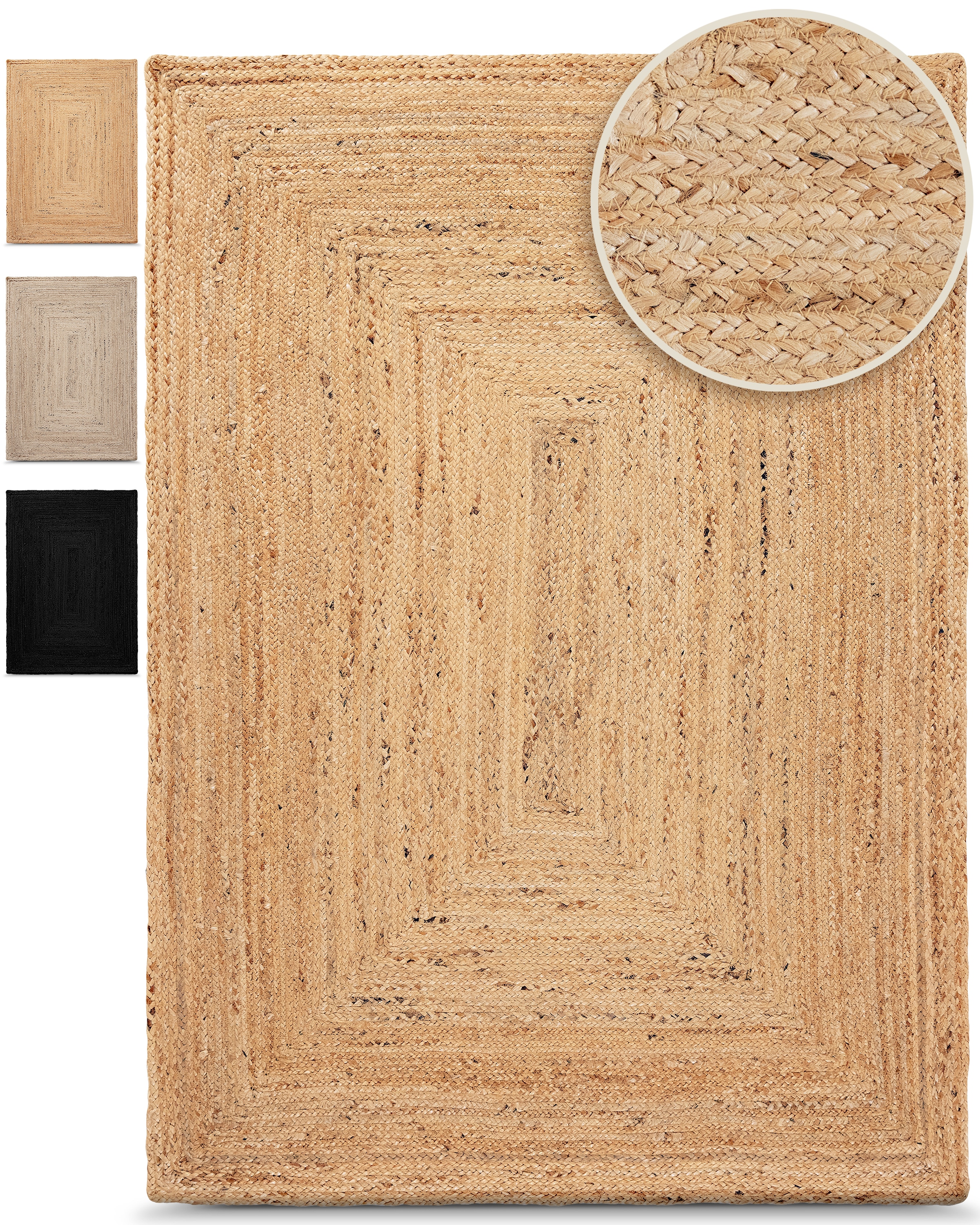 carpetfine Teppich "Nele Juteteppich Naturfaser" rechteckig 6 mm Höhe geflo günstig online kaufen