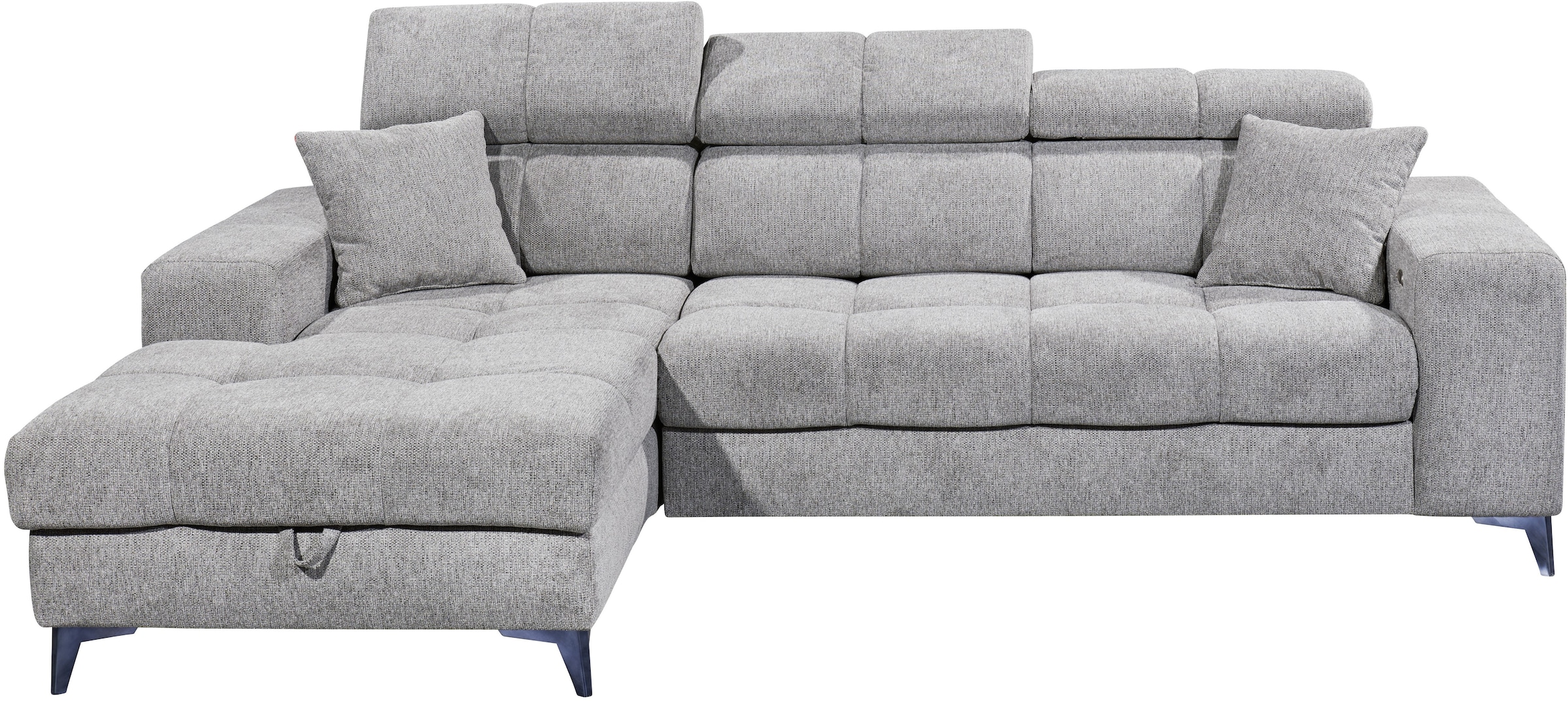 ED EXCITING DESIGN Ecksofa »Sydney L-Form mit Bettfunktion, Bettkasten, Kopfteilverstellung«, motorischer Sitztiefenverstellung, USB-Port & 2 Zierkissen