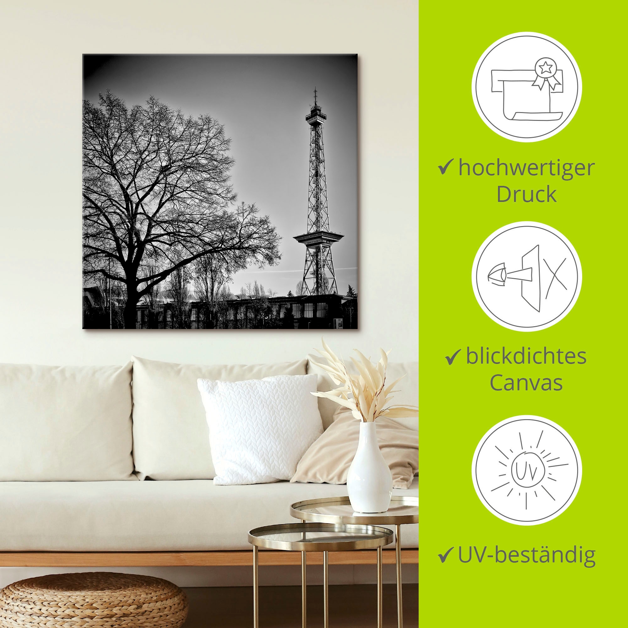 Artland Leinwandbild »Berlin Funkturm«, Gebäude, (1 St.), auf Keilrahmen gespannt