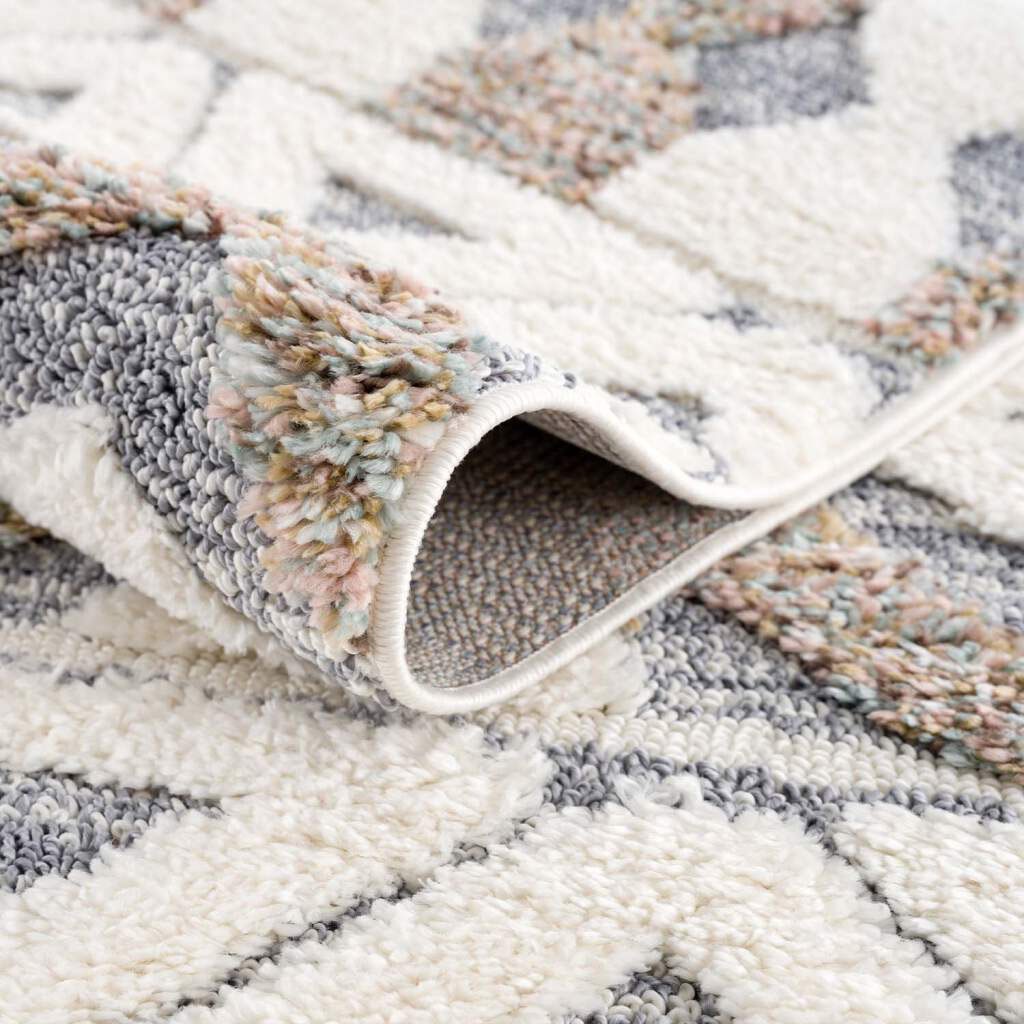 Hochflor-Teppich CARPET CITY "Focus 3050", grau, H:20mm Ø:200cm, Polypropylen, Teppiche, Boho-Teppich, Hochtief-Muster/ 3D-Effekt, für Wohnzimmer, Schlafzimmer 3