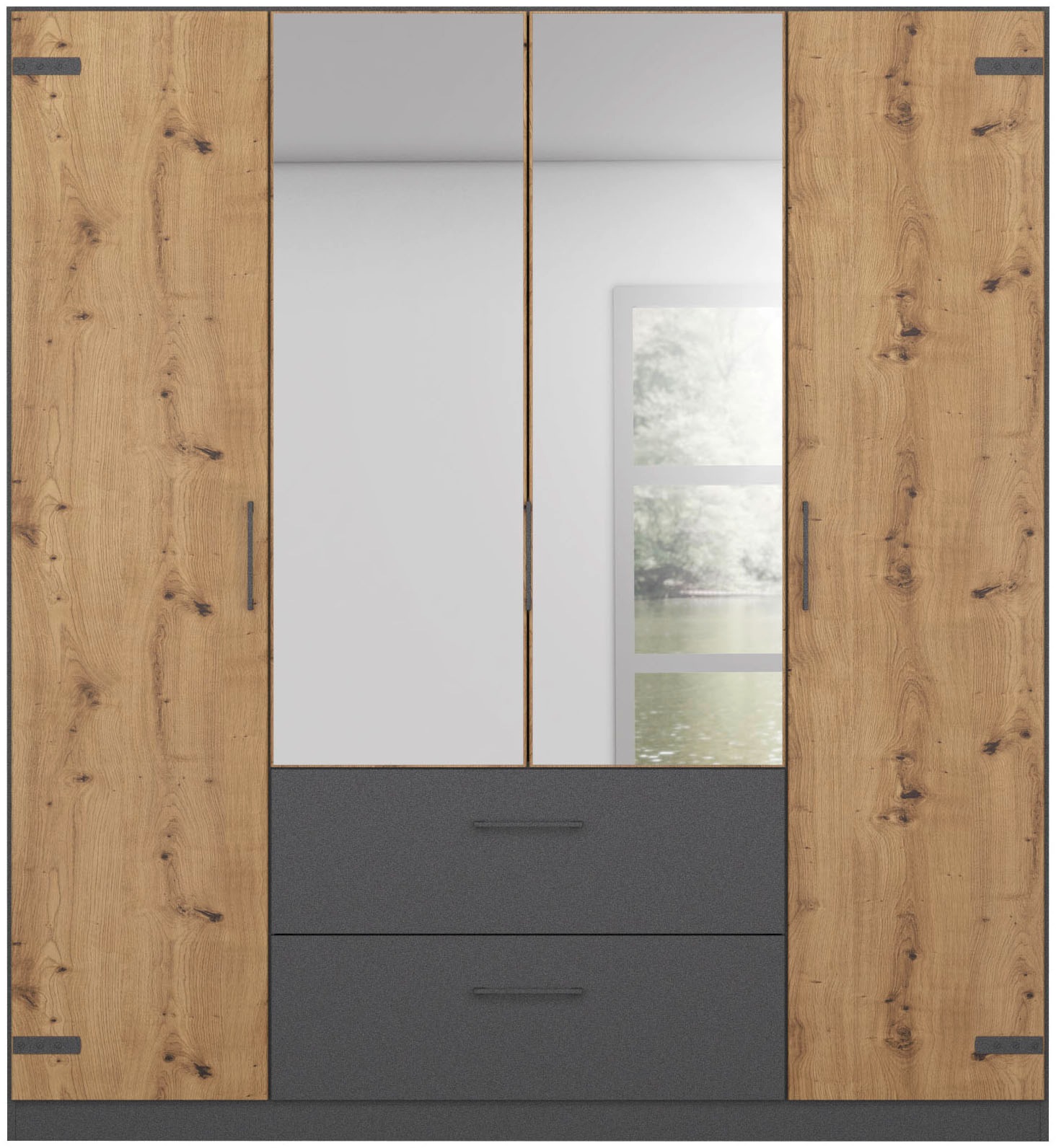 rauch Drehtürenschrank "Holmes" im Industrial Style, mit Schubkästen, mit o günstig online kaufen