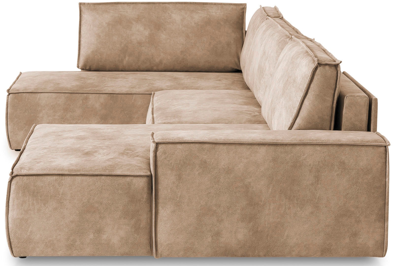Home affaire Wohnlandschaft »SHERWOOD 329 cm, U-Form, Schlafsofa,«, Schlaffunktion m. Bettkasten (194x139 cm), Cord, Vintage, Samtvelours