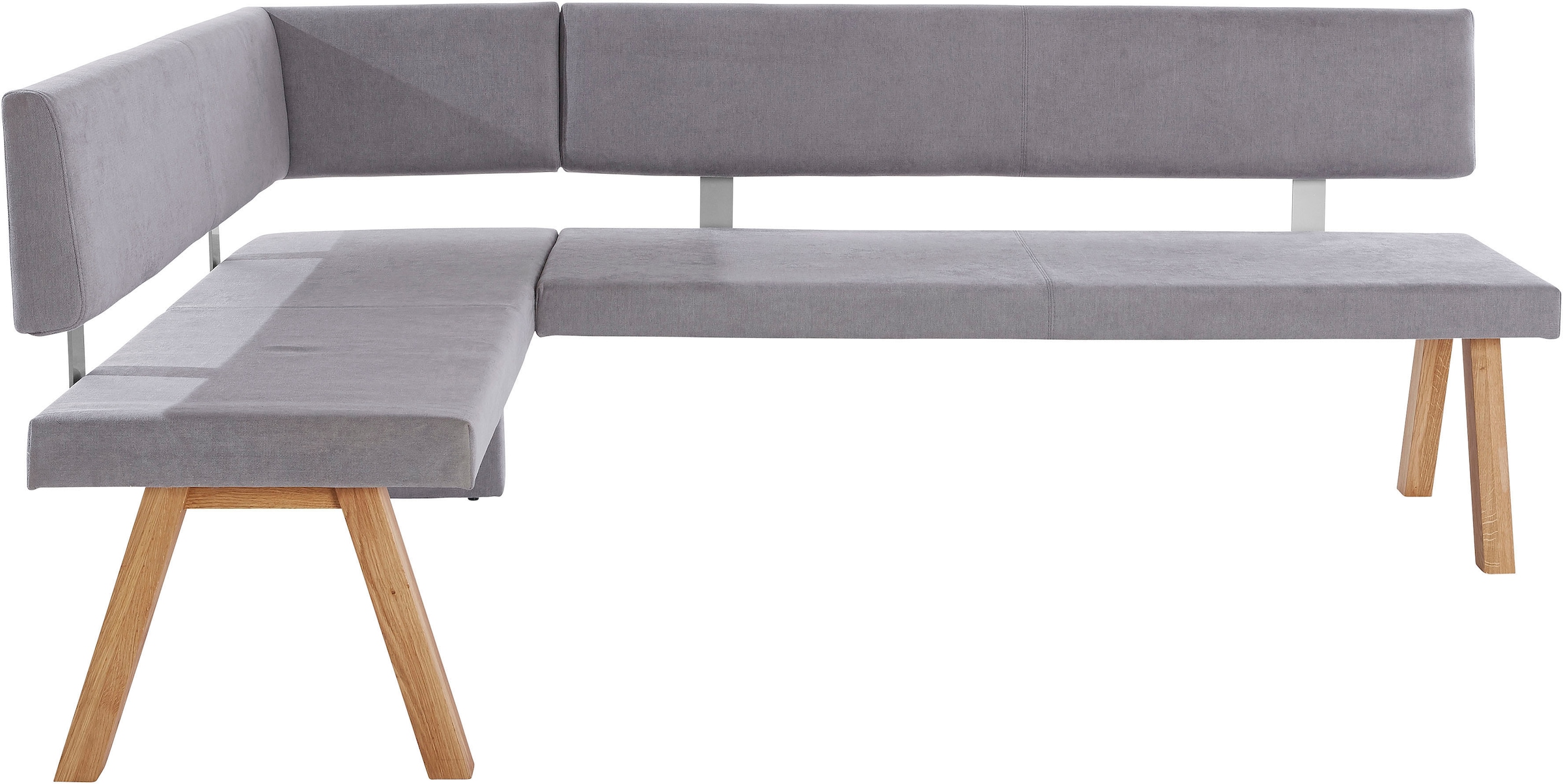 Eckbank OTTO HOME "Rio", grau, B:170cm H:89cm T:140cm, Polyester, Sitzbänke, Eckbank, Massivholz in Eiche geölt, Esszimmerbank bequem gepolstert