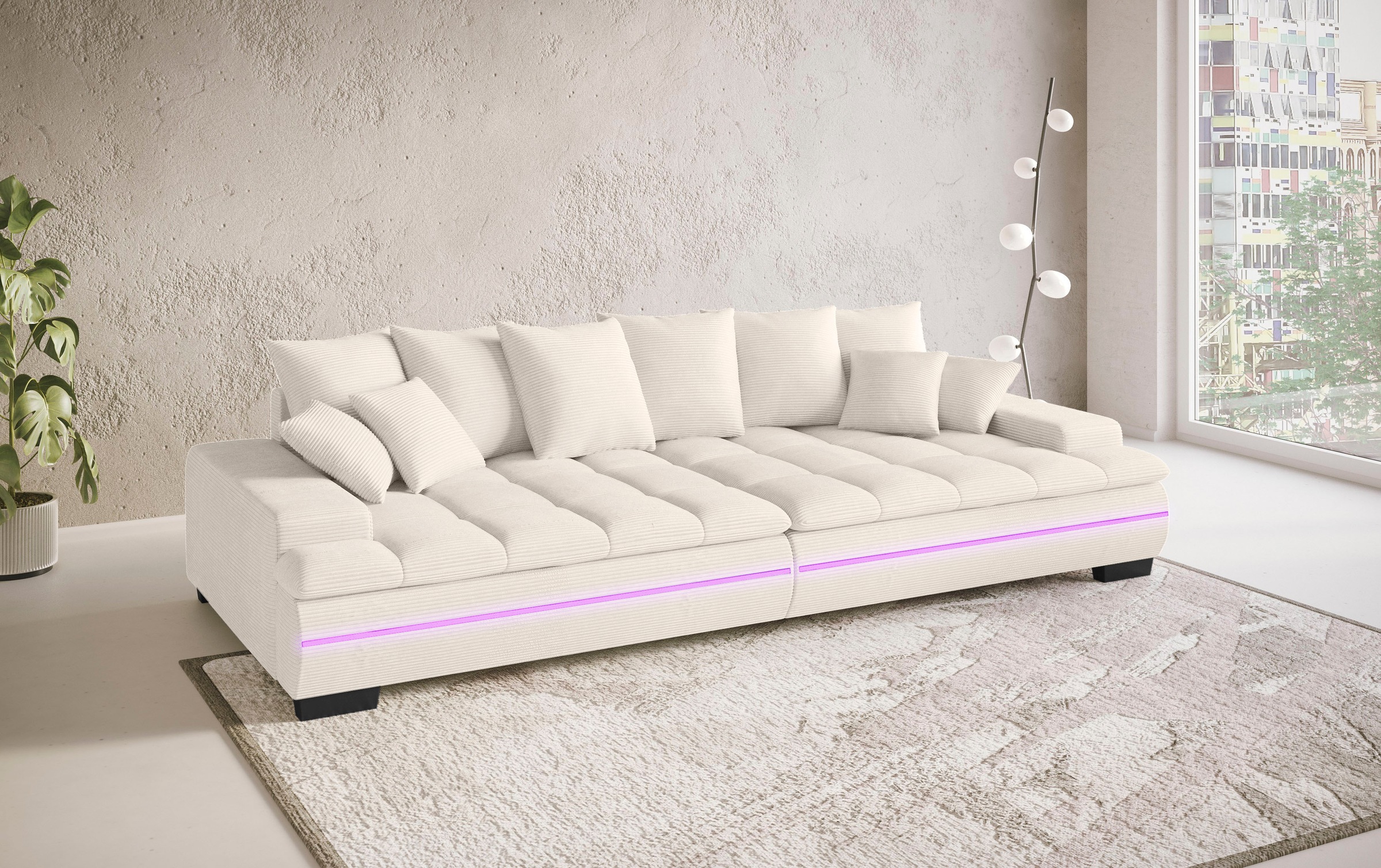 Mr. Couch Big-Sofa »Haiti II RGB-LED«, RGB-LED Beleuchtung, mit Handwerklich gearbeiteter Komfort-Steppung