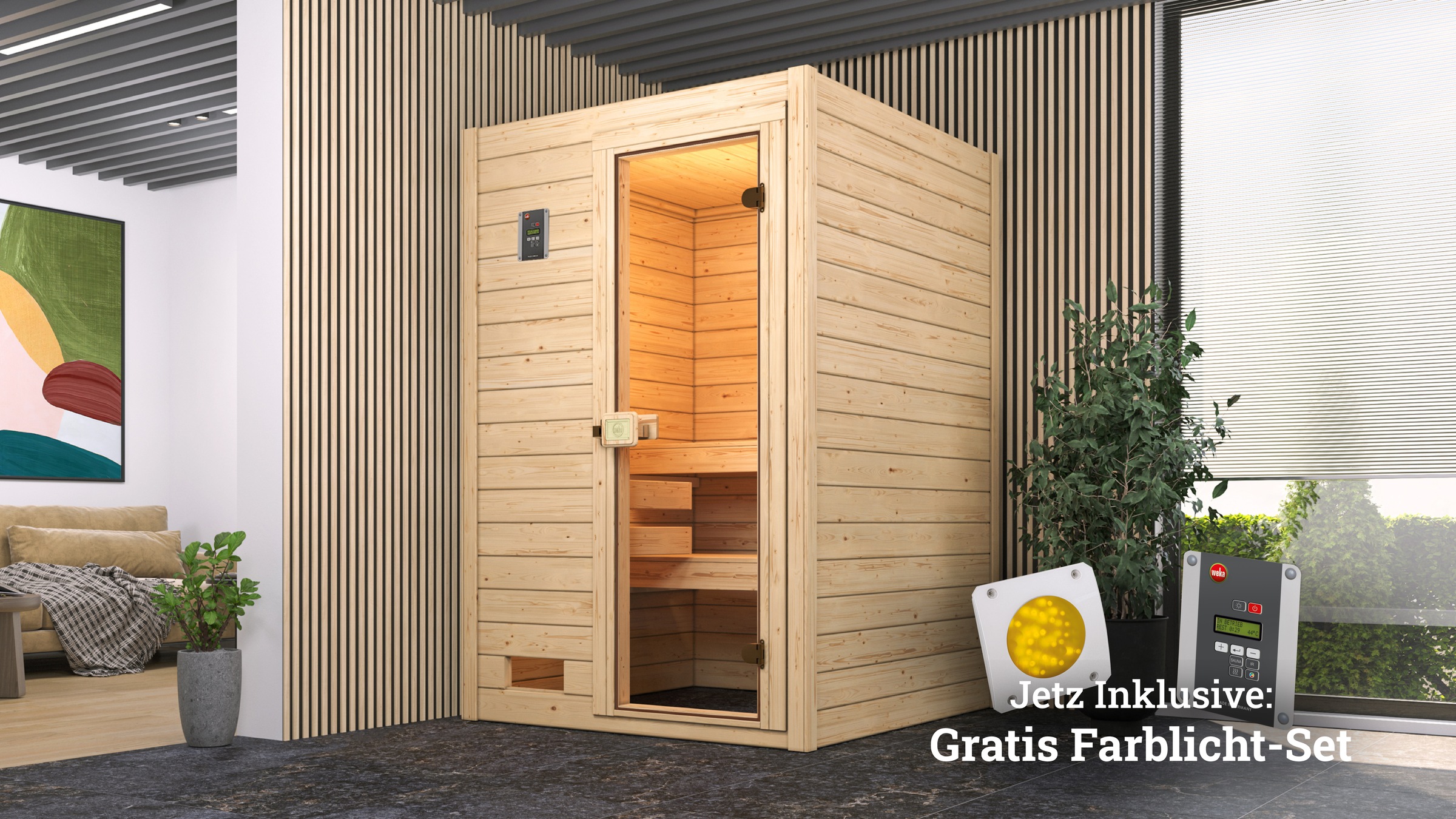 weka Sauna "Valida", 4,5 kW Bio-Ofen mit digitaler Steuerung