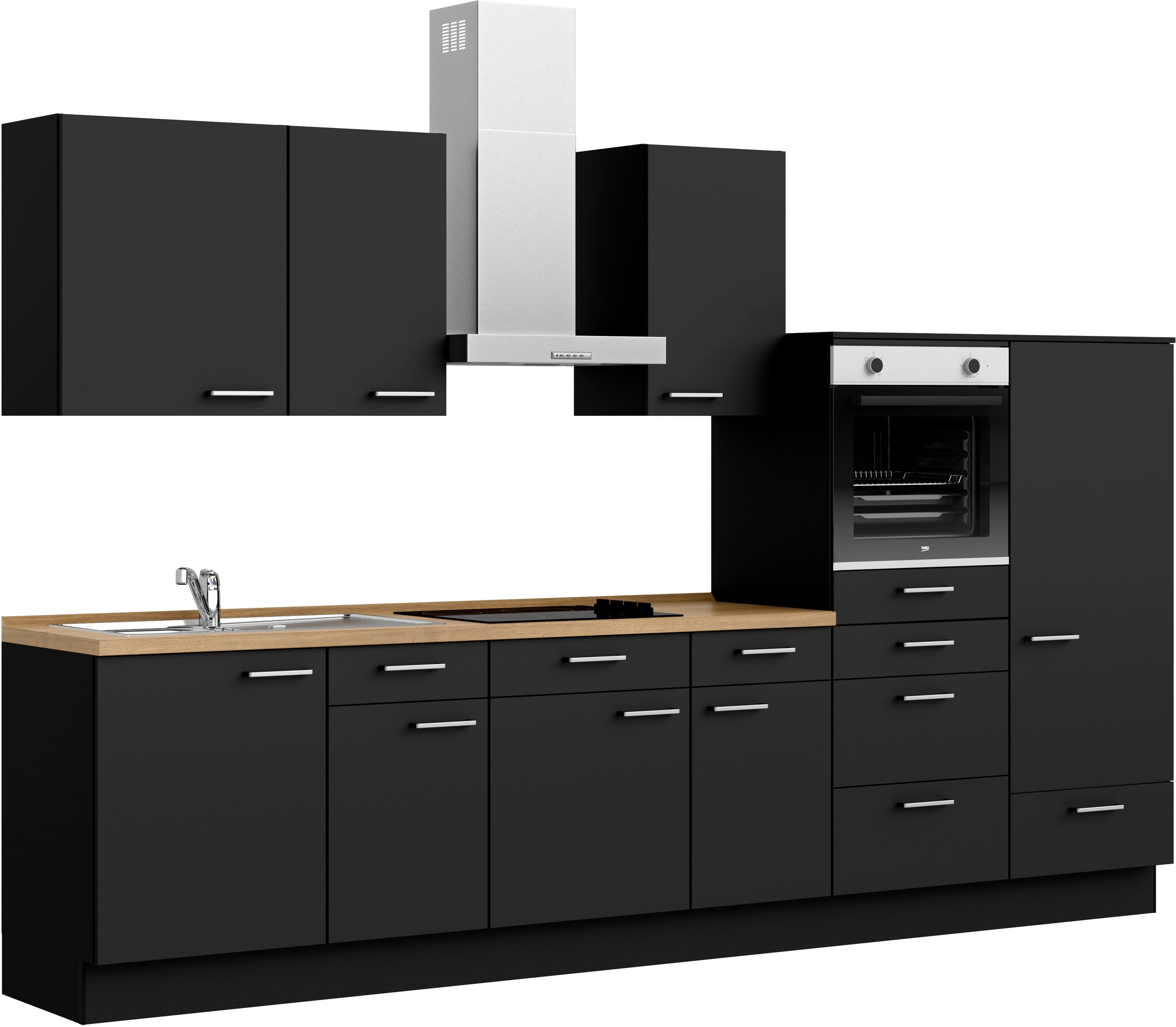 nobilia® Küchenzeile »"Touch I"«, vormontiert, Ausrichtung wählbar, Breite 330 cm, wahlw. mit E-Geräten