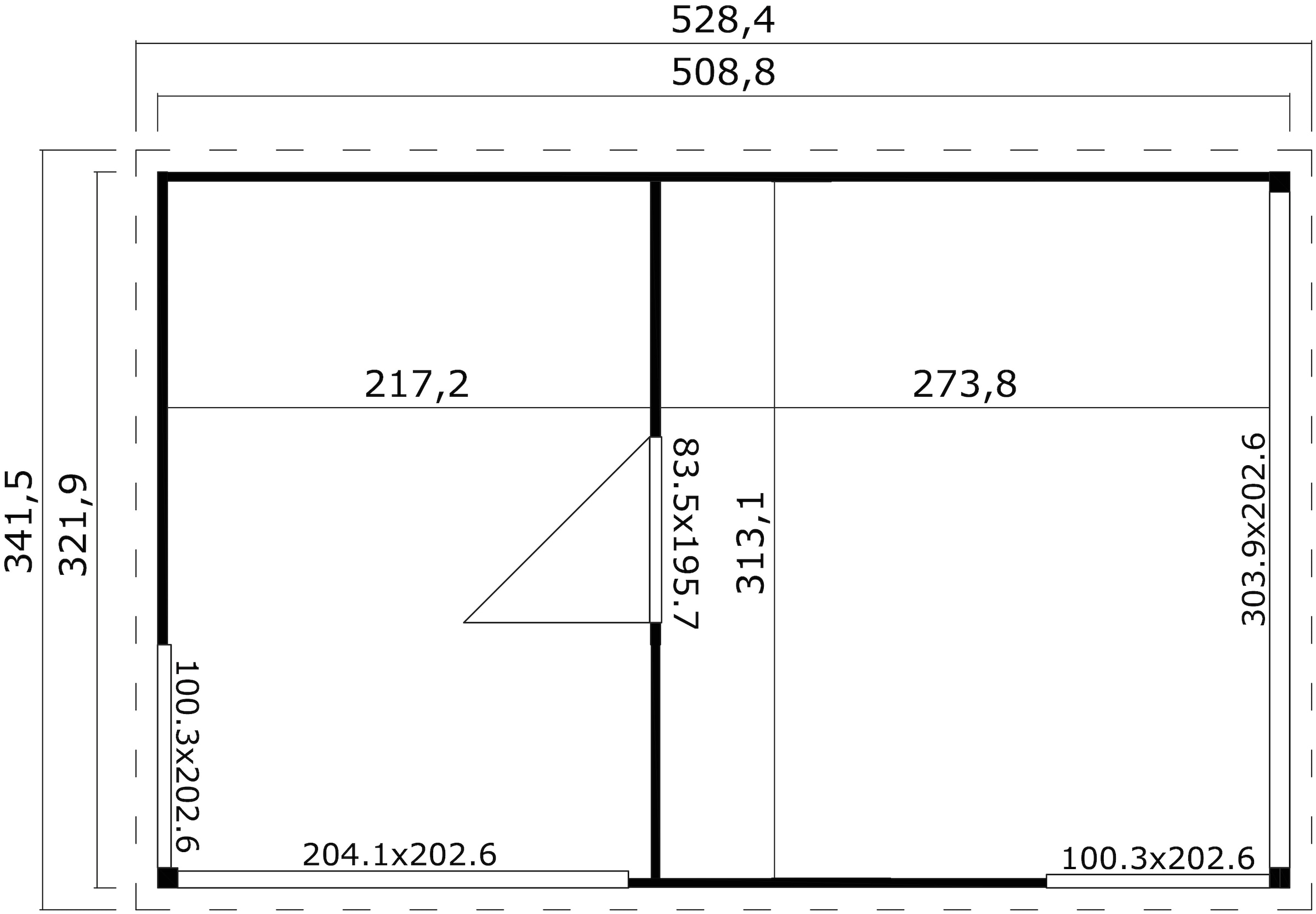 LASITA MAJA Gartenhaus »DOMEO 3 NATUR/ANTHRAZIT«, (Set), 2-Raum, Fundamentmass 5088 x 3219, Naturbelassen