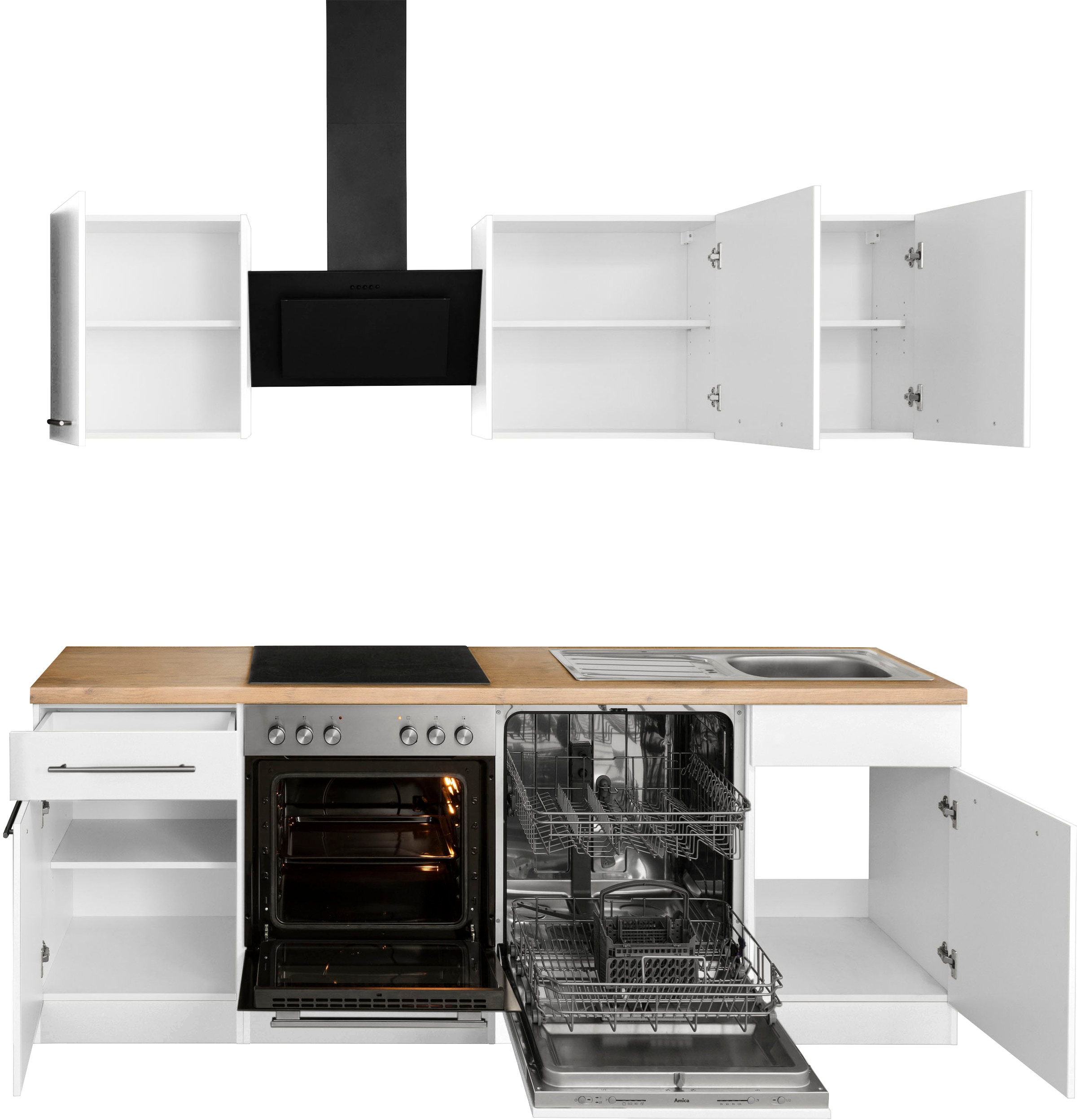 wiho Küchen Küchenzeile »Unna«, mit 220 bestellen BAUR | E-Geräten, Breite cm