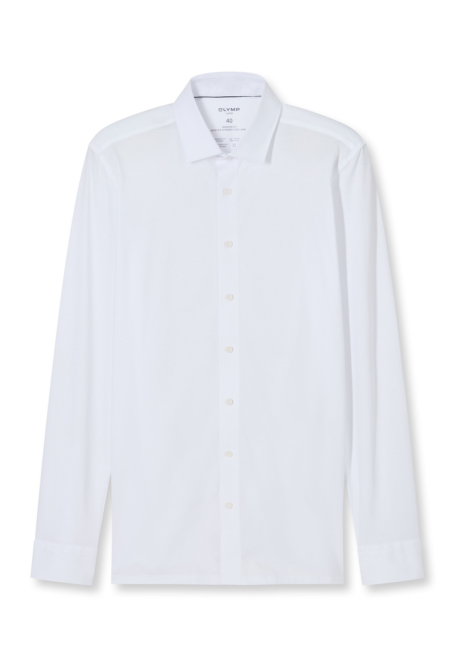 Businesshemd OLYMP "OLYMP Luxor 24/Seven, modern fit, New Kent", Herren, Gr. 42, Normaler Arm, weiß, 92% Baumwolle, 8% Elasthan, Hemden