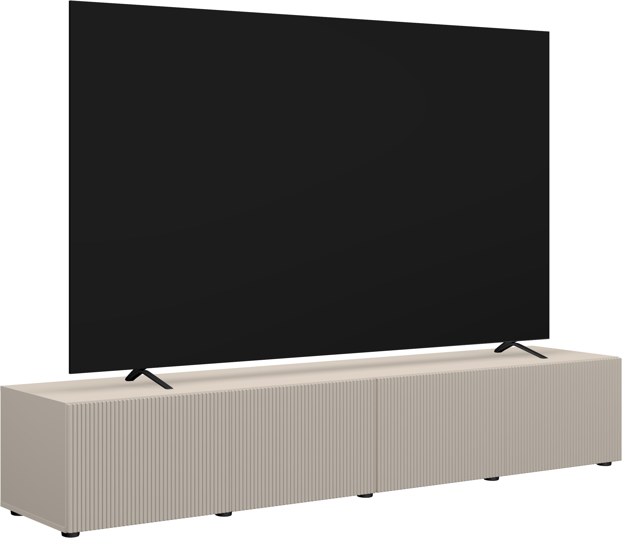 Home affaire Lowboard »Rio, 245 cm breit, 47 cm tief, 4 Türen mit geriffelten MDF Fronten« Modernes Lowboard für bis zu 98-Zoll-TV – perfekt für die WM