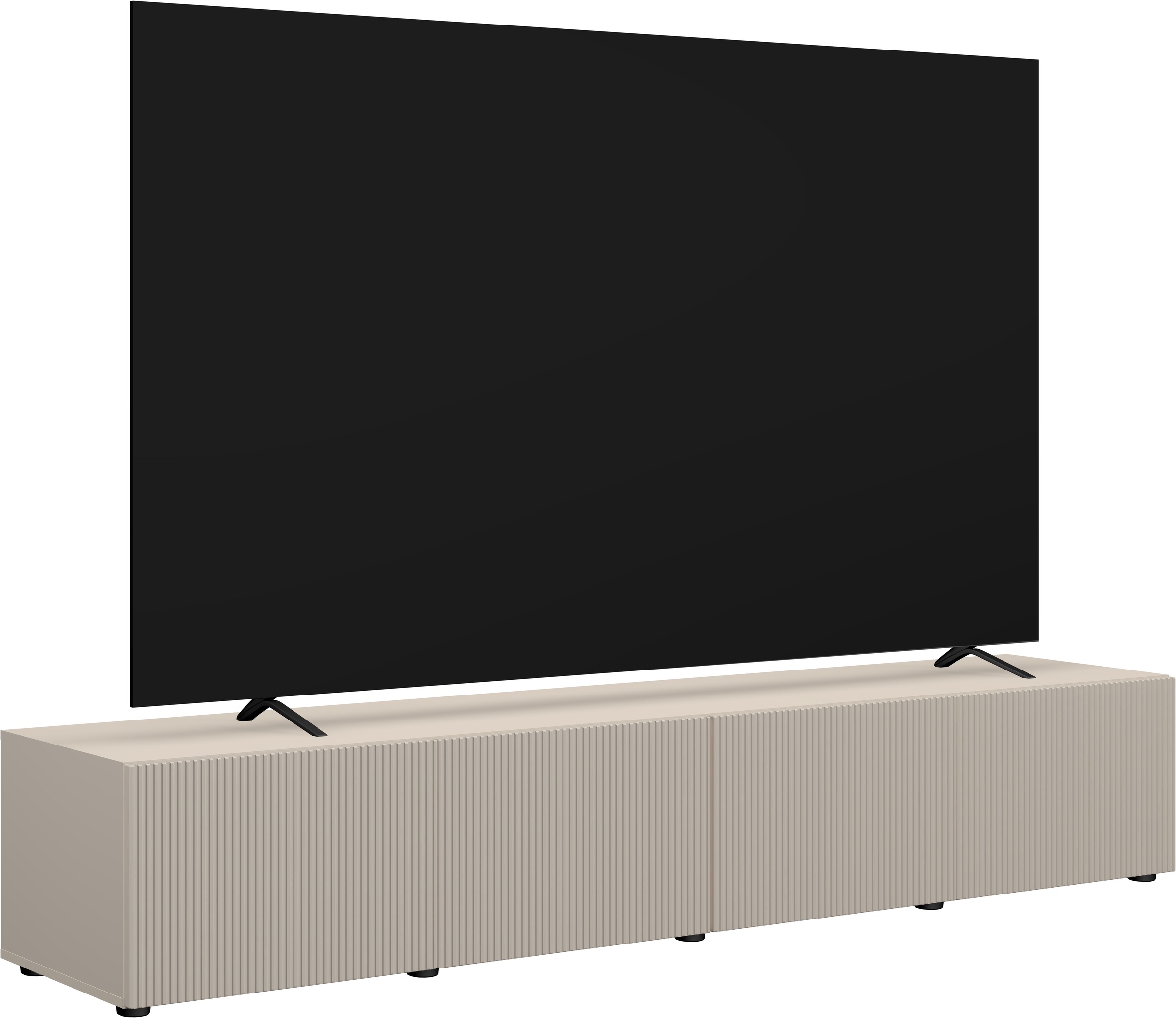 OTTO home Lowboard "Rio, 245 cm breit, 47 cm tief, 4 Türen mit geriffelten MDF Fronten" geriffelte MDF-Fronten, geeignet für bis zu 98-Zoll-TV, viel Stauraum