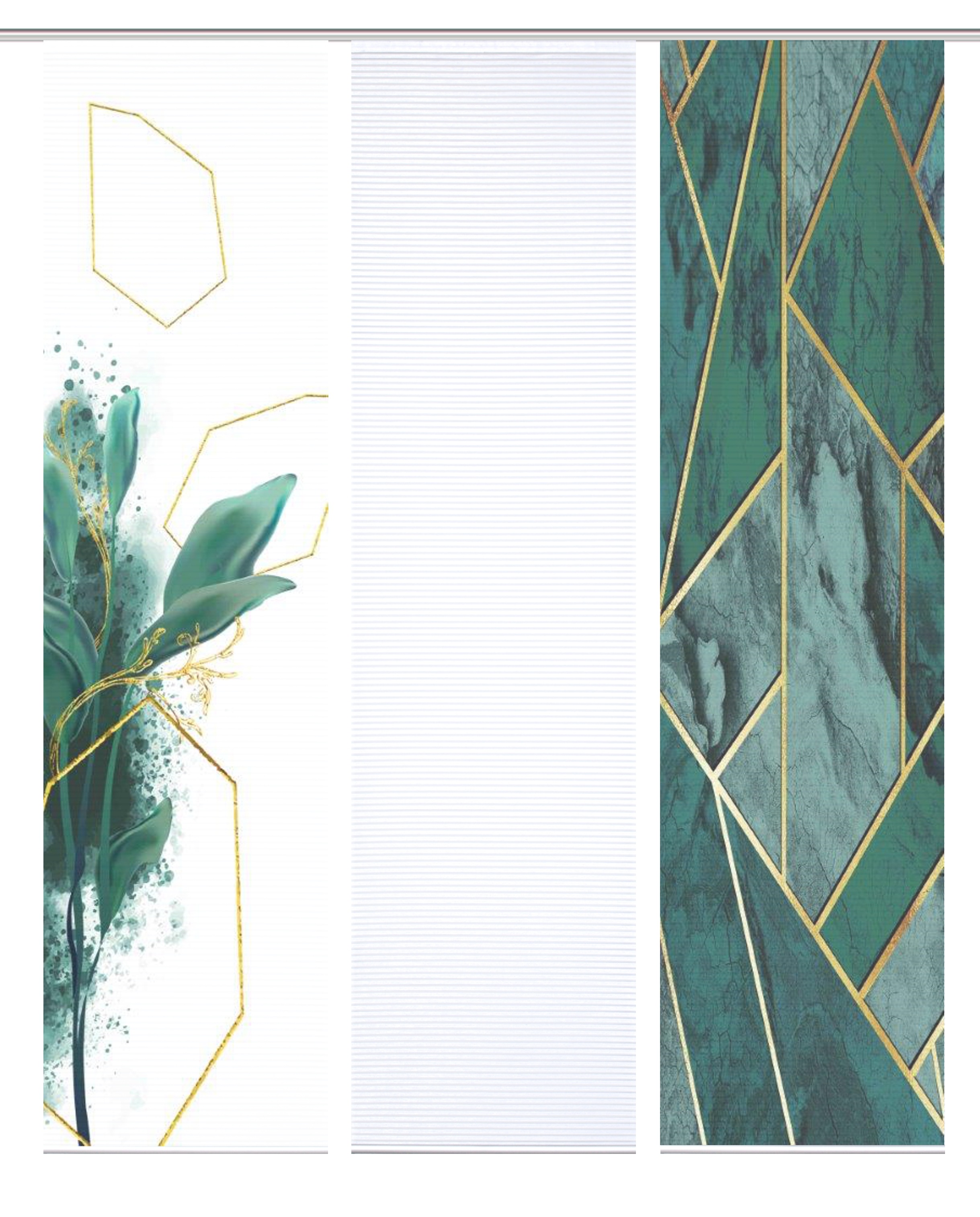 Thumbnail - HOME in green Schiebegardine "SIGNUM", (3 St.), SET DIGITALDRUCK,BAMBUSOPTIK RECYCELT