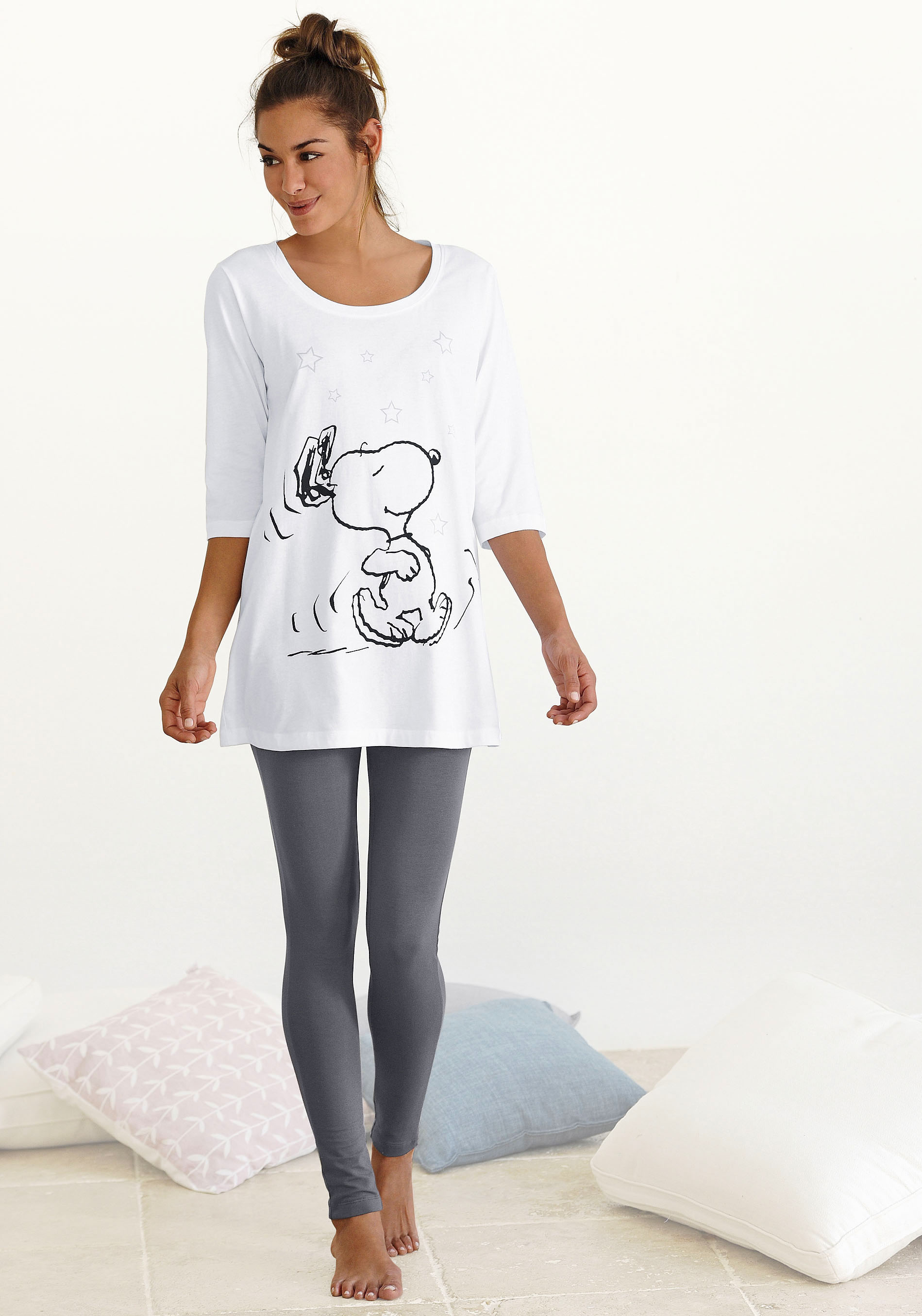 Peanuts Pyjama Set, 2 tlg. mit Leggings und legerem Shirt mit Snoopy Druck
