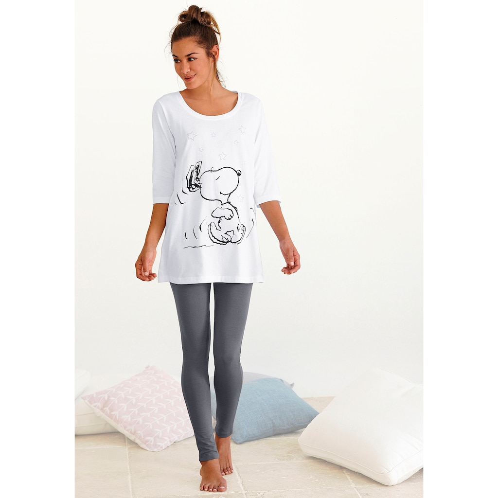 Peanuts Pyjama (2 tlg. 1 Stück) mit Leggings und legerem Shirt mit Snoopy Druck