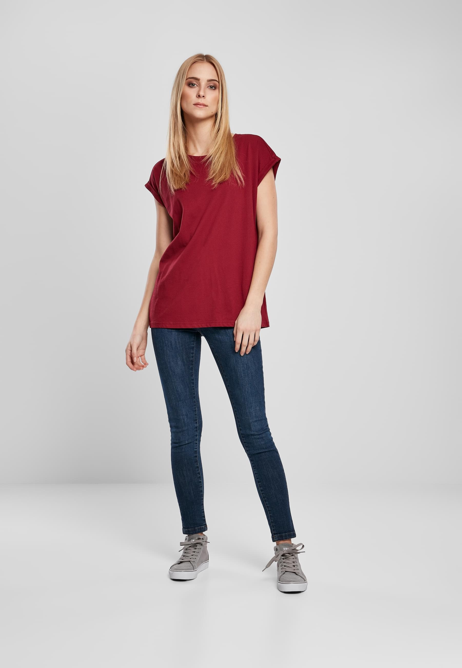 URBAN CLASSICS Kurzarmshirt »Urban Classics Damen Ladies Organic Extended Shoulder Tee«, (1 tlg.)