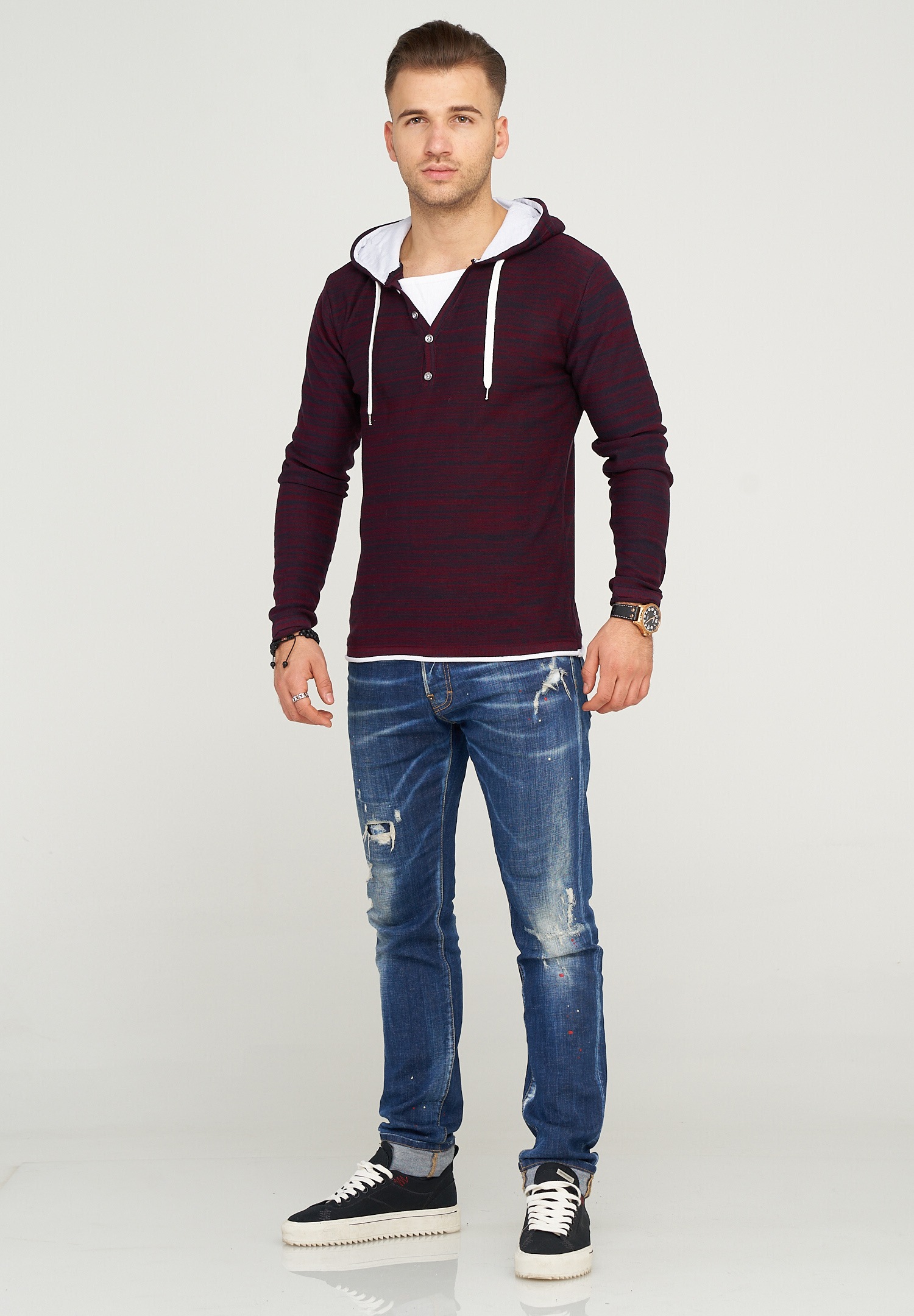 behype Kapuzensweatshirt »JOSHA«, in melierter Optik